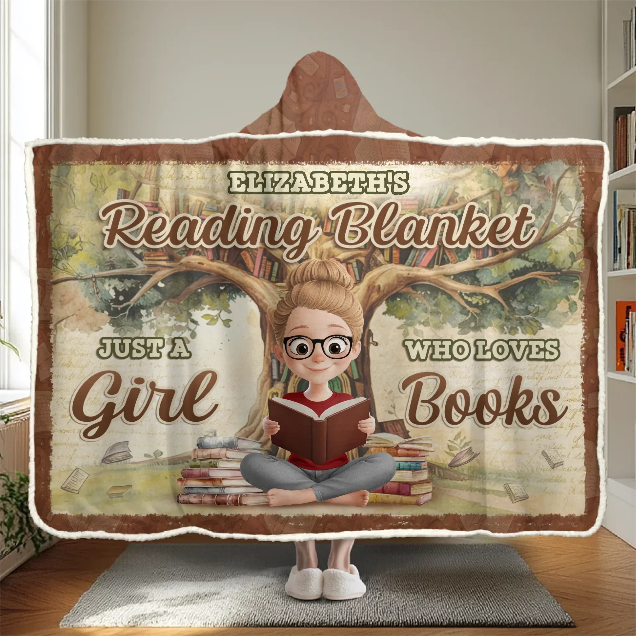 Custom Snuggle Blanket, Hoodie Blanket - Personalized Bookish Gifts For Book Lovers, Bookworms, Readers - My Reading Sanctuary - Robaser
