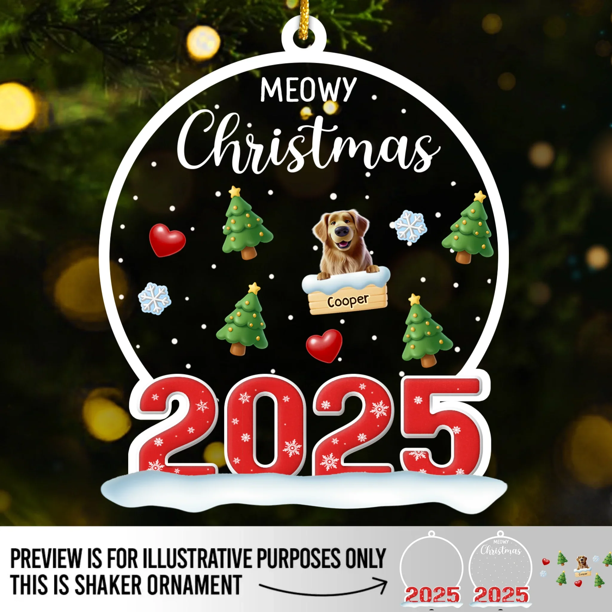 Custom 3 Layers Shaker Ornament - Personalized  Christmas Birthday Gifts For Dog Cat Lovers, Dog Dad And Mom, Cat Owners - Christmas Is Better With Pets - Robaser