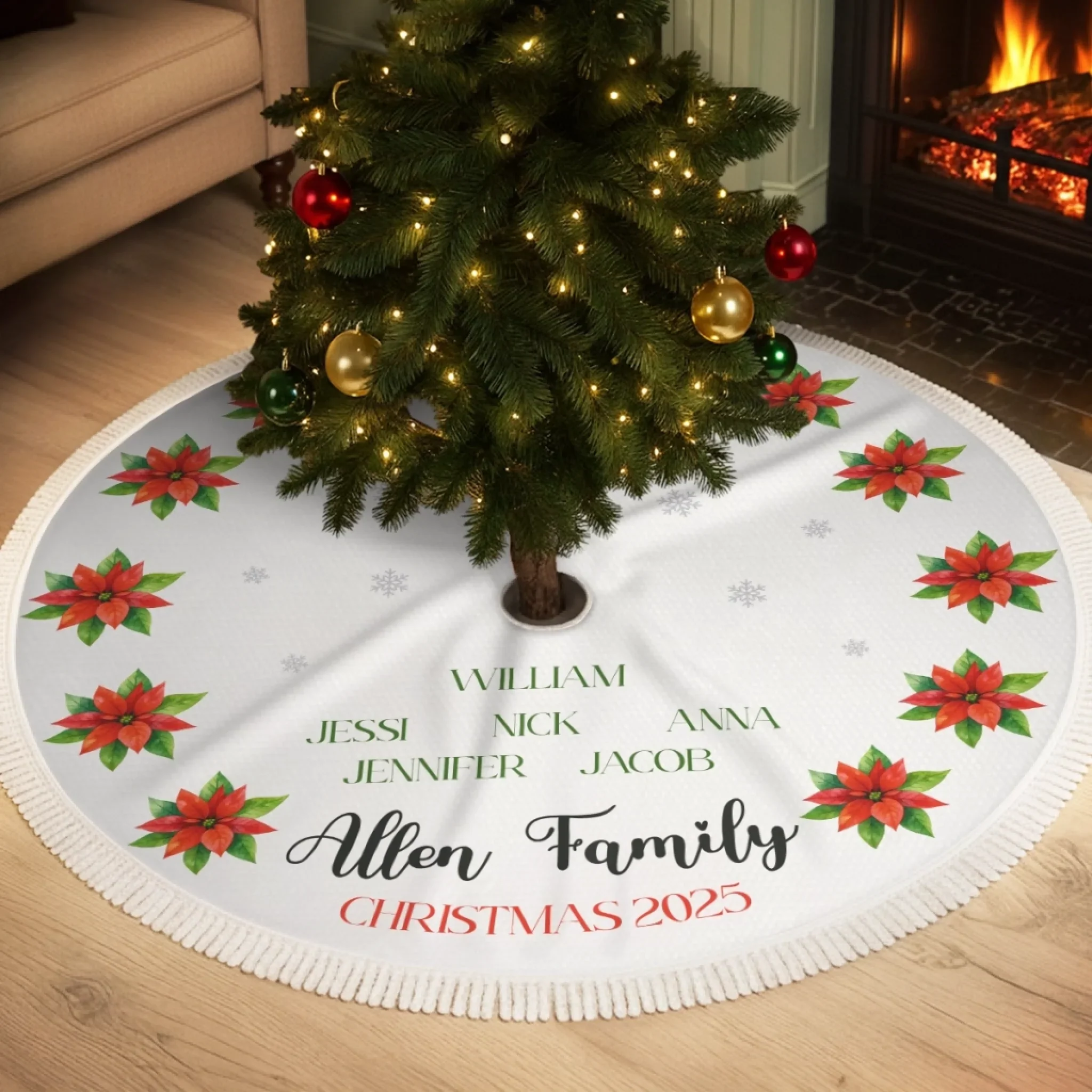 Custom Tree Skirt - Personalized Christmas Birthday Gifts For Mom, Dad, Brother, Sister, Kids - Magic Starts Here - Robaser