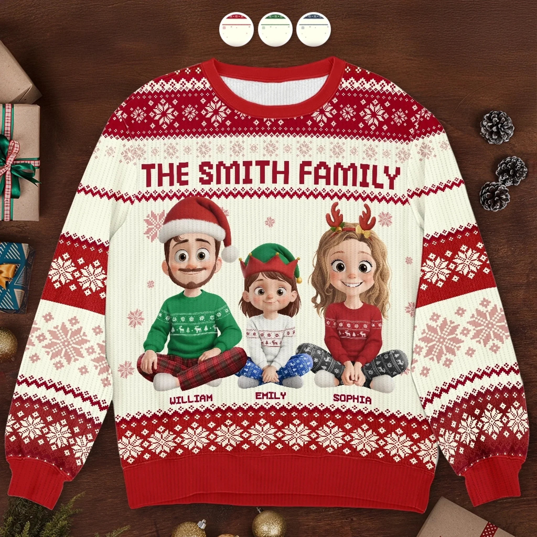 Custom Unisex Ugly Sweatshirt - Personalized  Christmas Birthday Gifts For Family, Dog Cat Lovers - Santa  s Favorite Family - Robaser