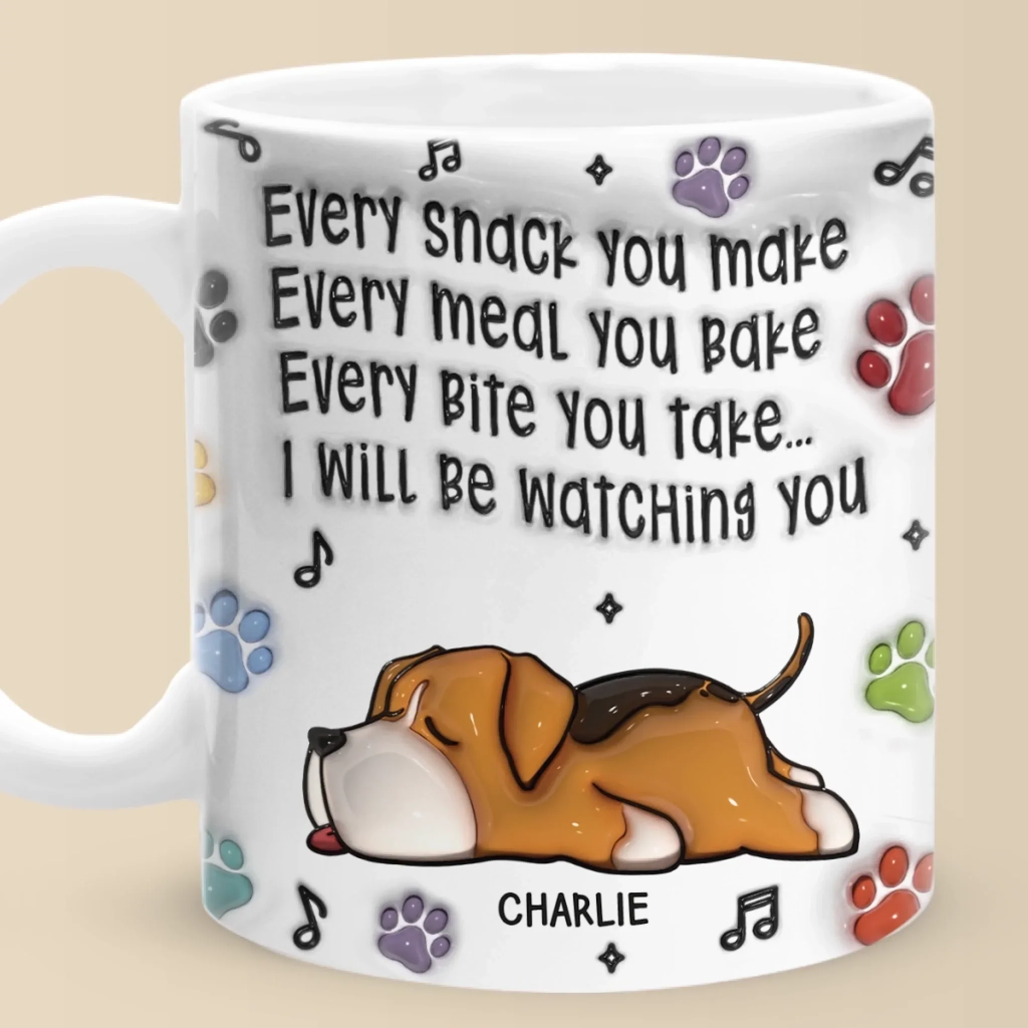 Custom 3D Inflated Effect Printed Mug - Personalized Birthday Gifts For Dog Lovers, Dog Dad And Mom - Canine Coffee Club President - Robaser