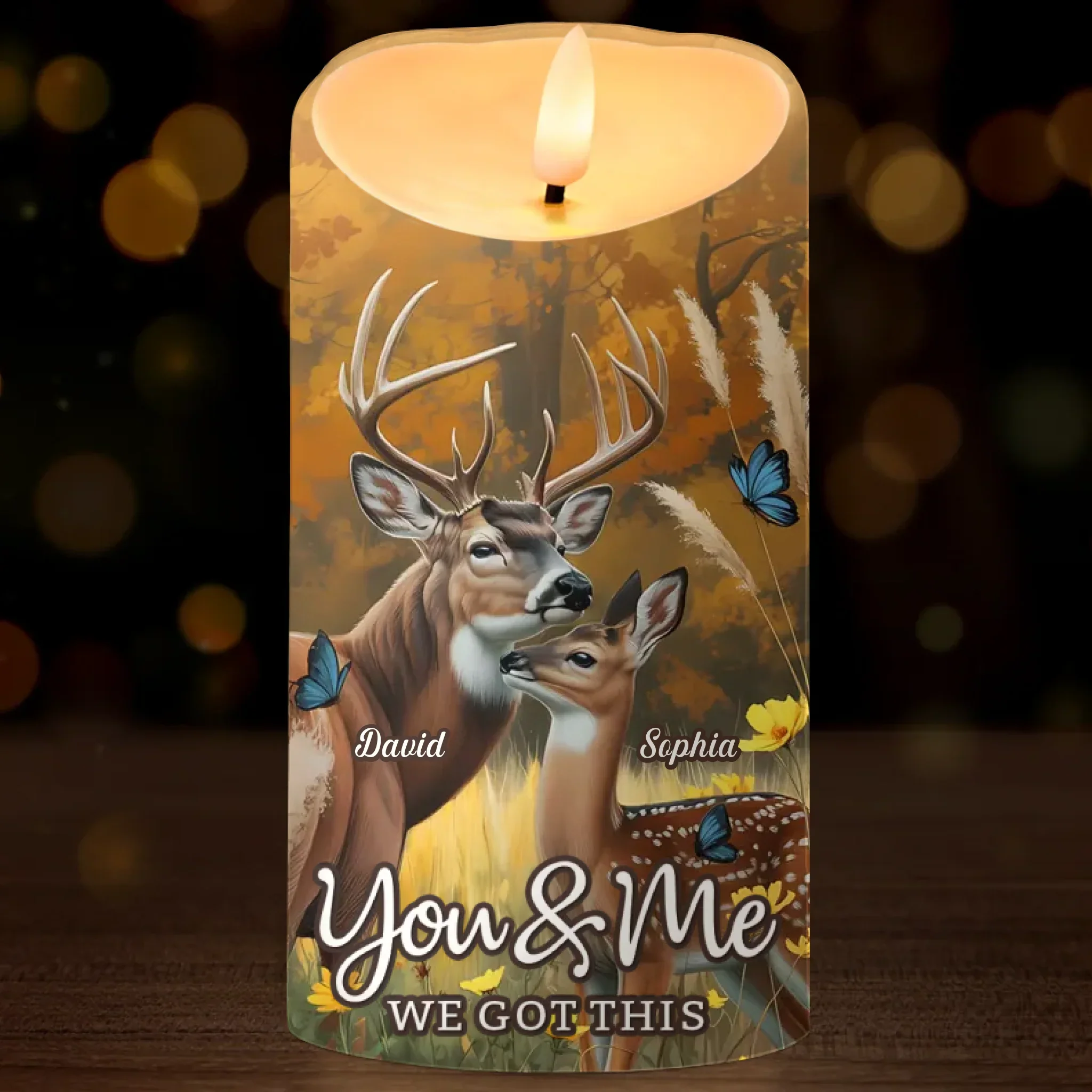 Custom LED Candle - Personalized Anniversary Wedding Gifts For Husband And Wife, Him And Her - My Heart Found Its Forest - Robaser