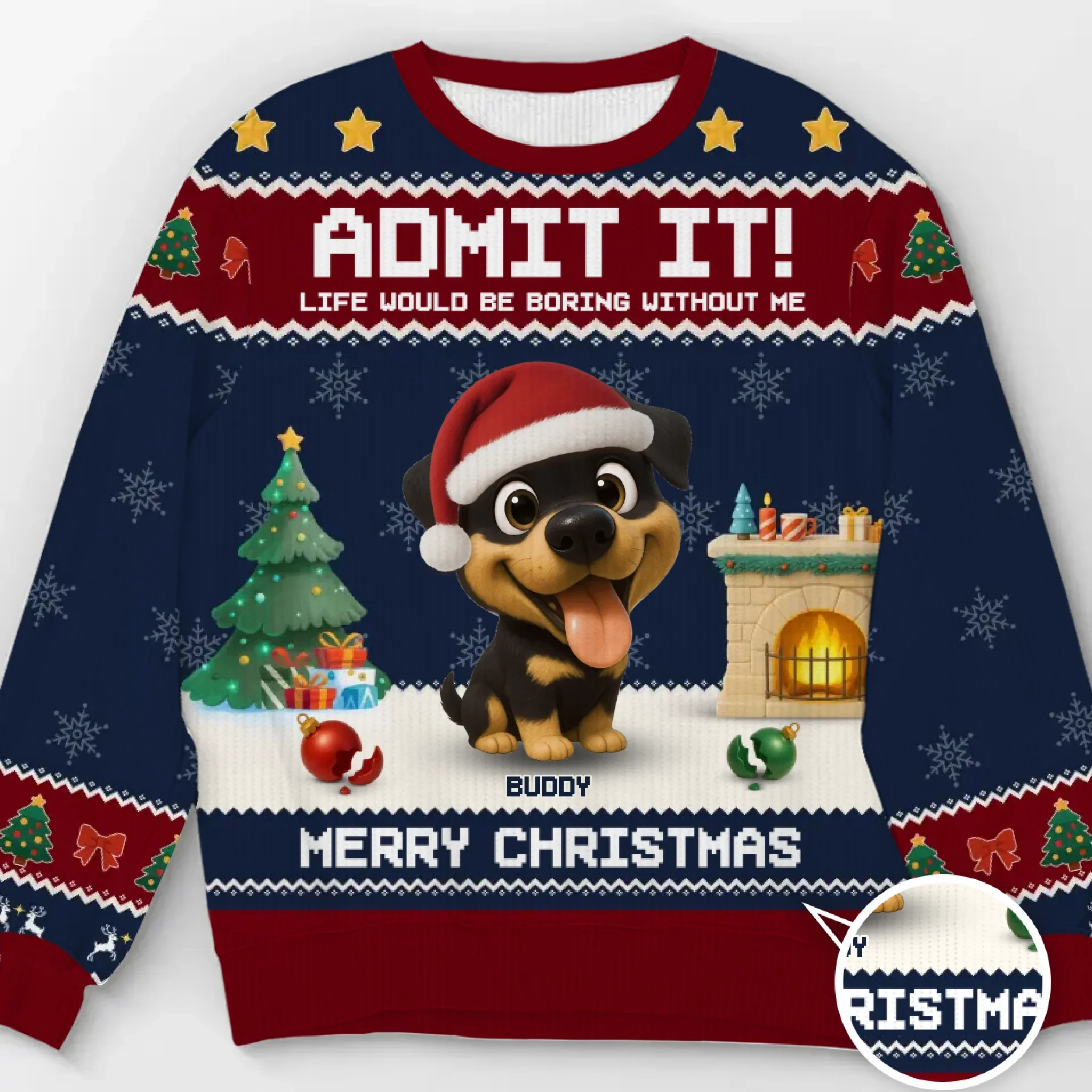 Custom Unisex Ugly Sweatshirt - Personalized  Christmas Birthday Gifts For Dog Lovers, Dog Dad And Mom - Life  s Ruff Without Me - Robaser