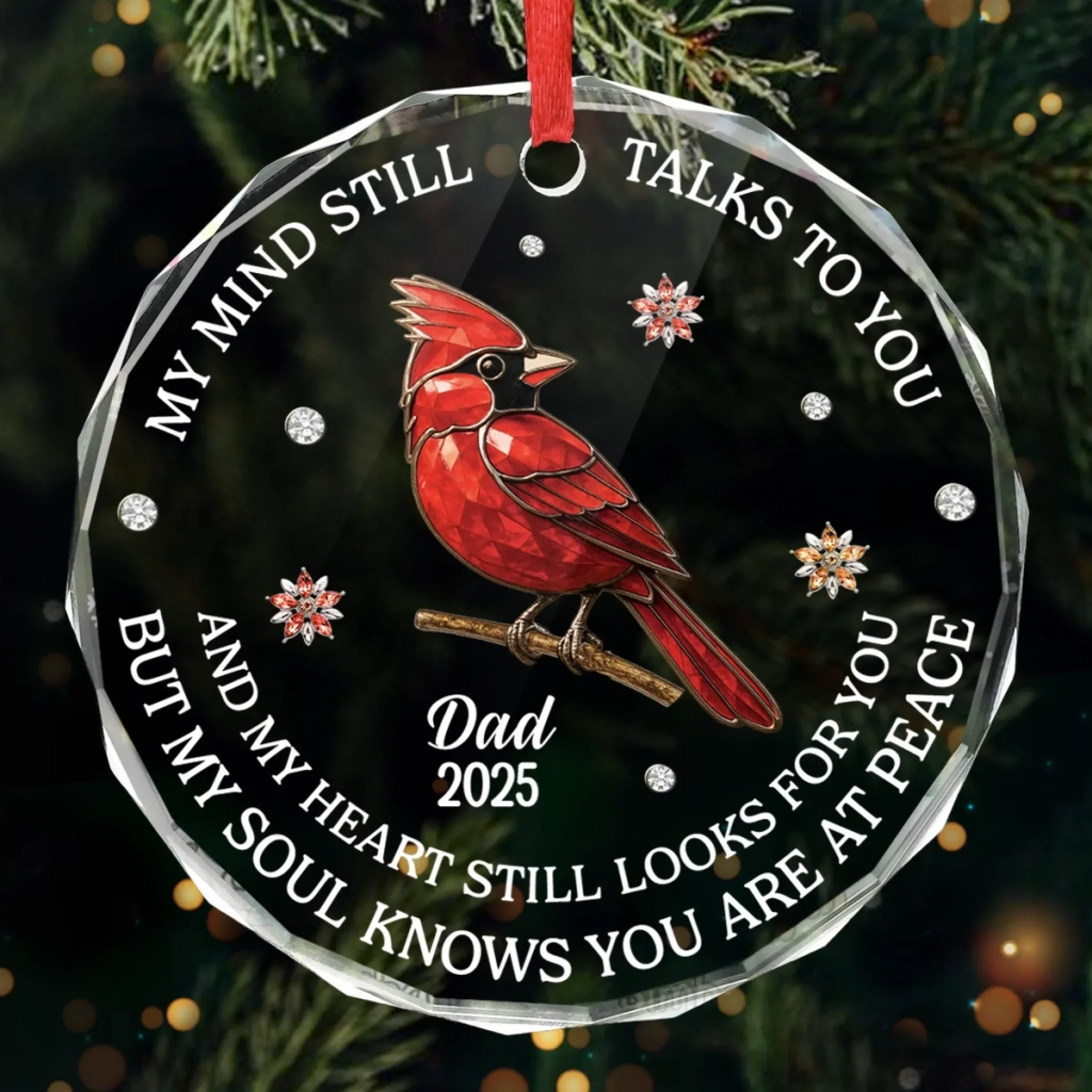 Custom Circle Glass Ornament - Personalized Christmas Memorial Sympathy Gifts For Loss Of Mom, Dad - In Every Season, You  re Here - Robaser