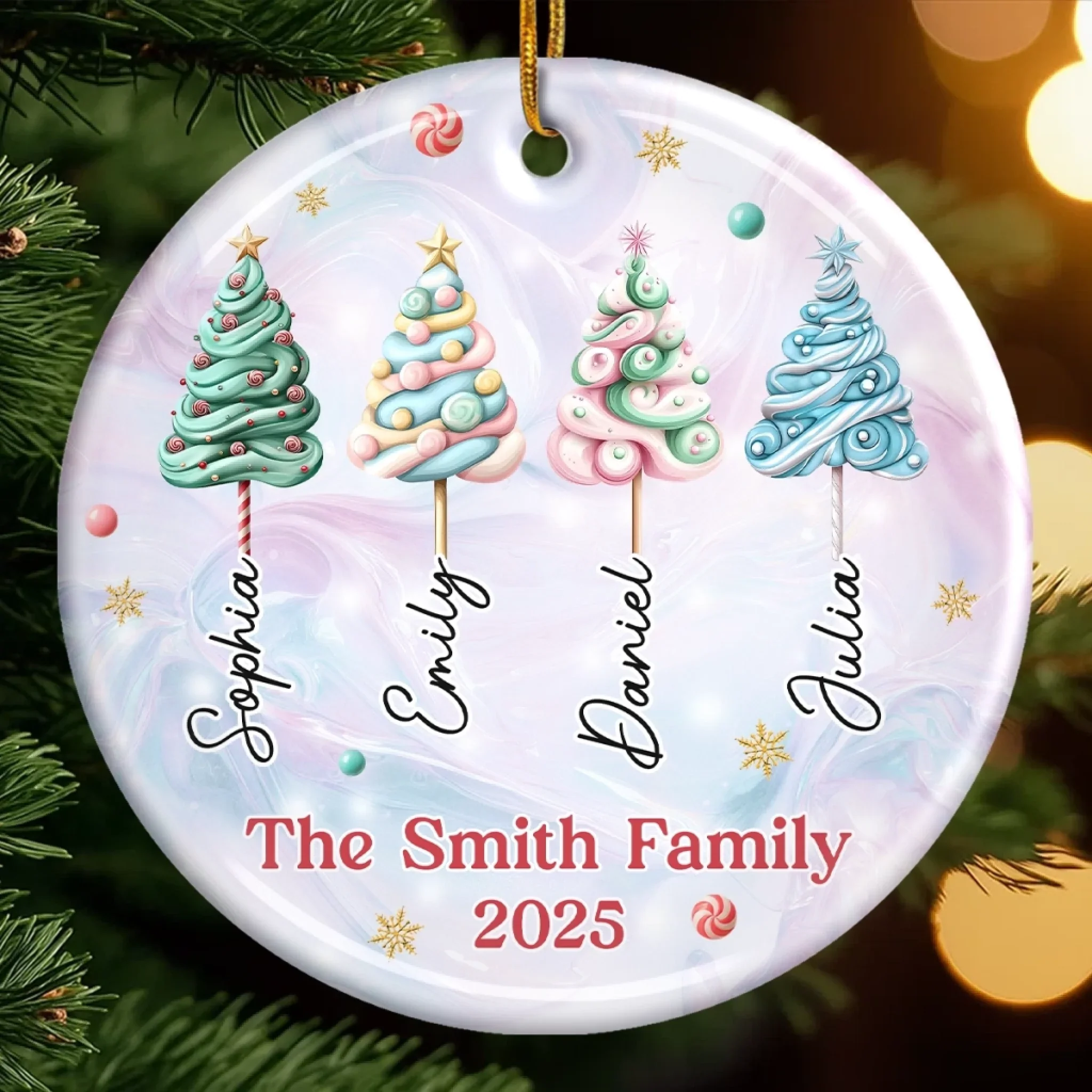 Custom Ceramic Ornament - Personalized Christmas Birthday Gifts For Mom, Dad, Brother, Sister, Kids - Our Family Our Strength - Robaser