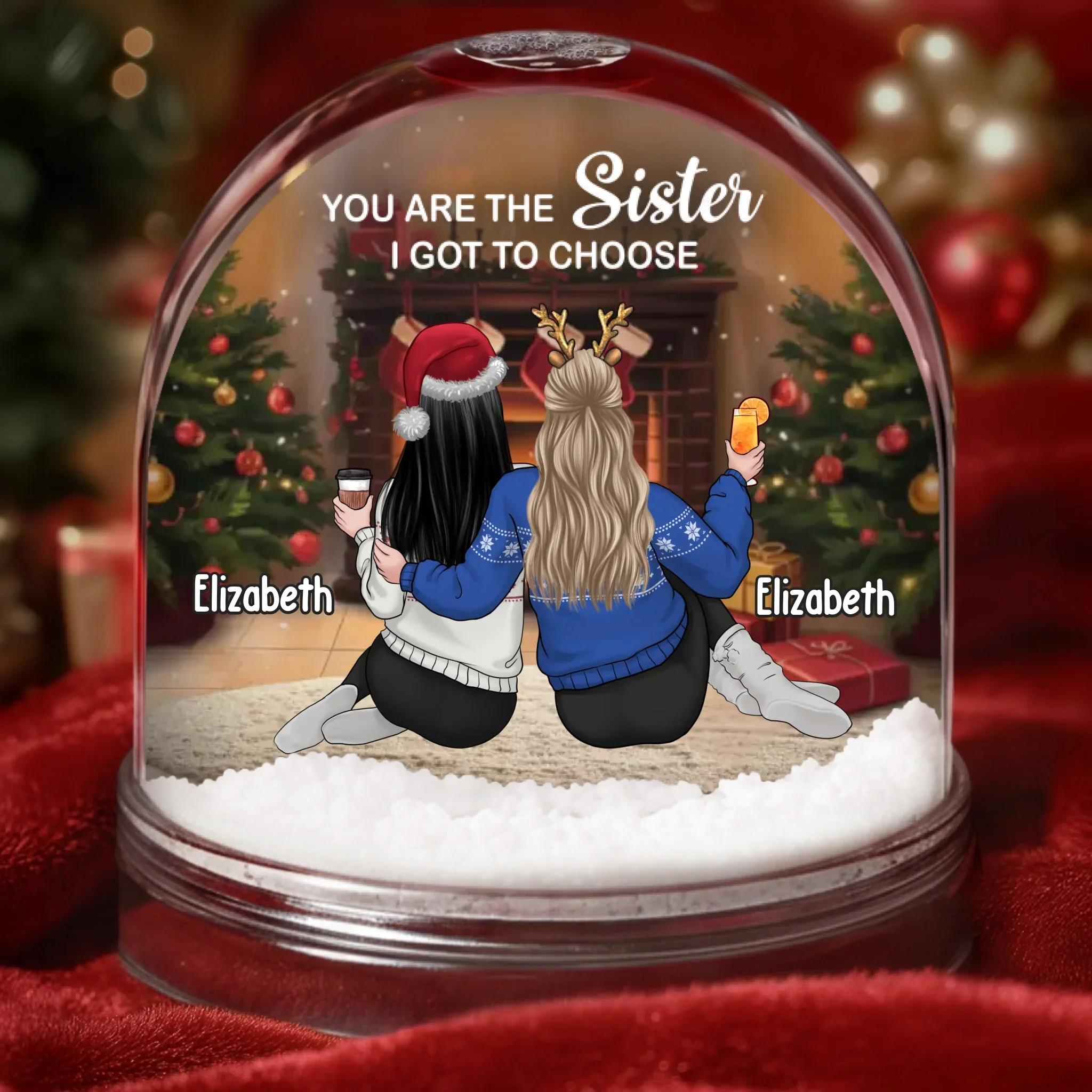 Custom Acrylic Snow Globe - Personalized Best Friend Christmas Birthday Gifts For Women, Besties, Sisters, BFF - Joy Sparkles When We Gather - Robaser