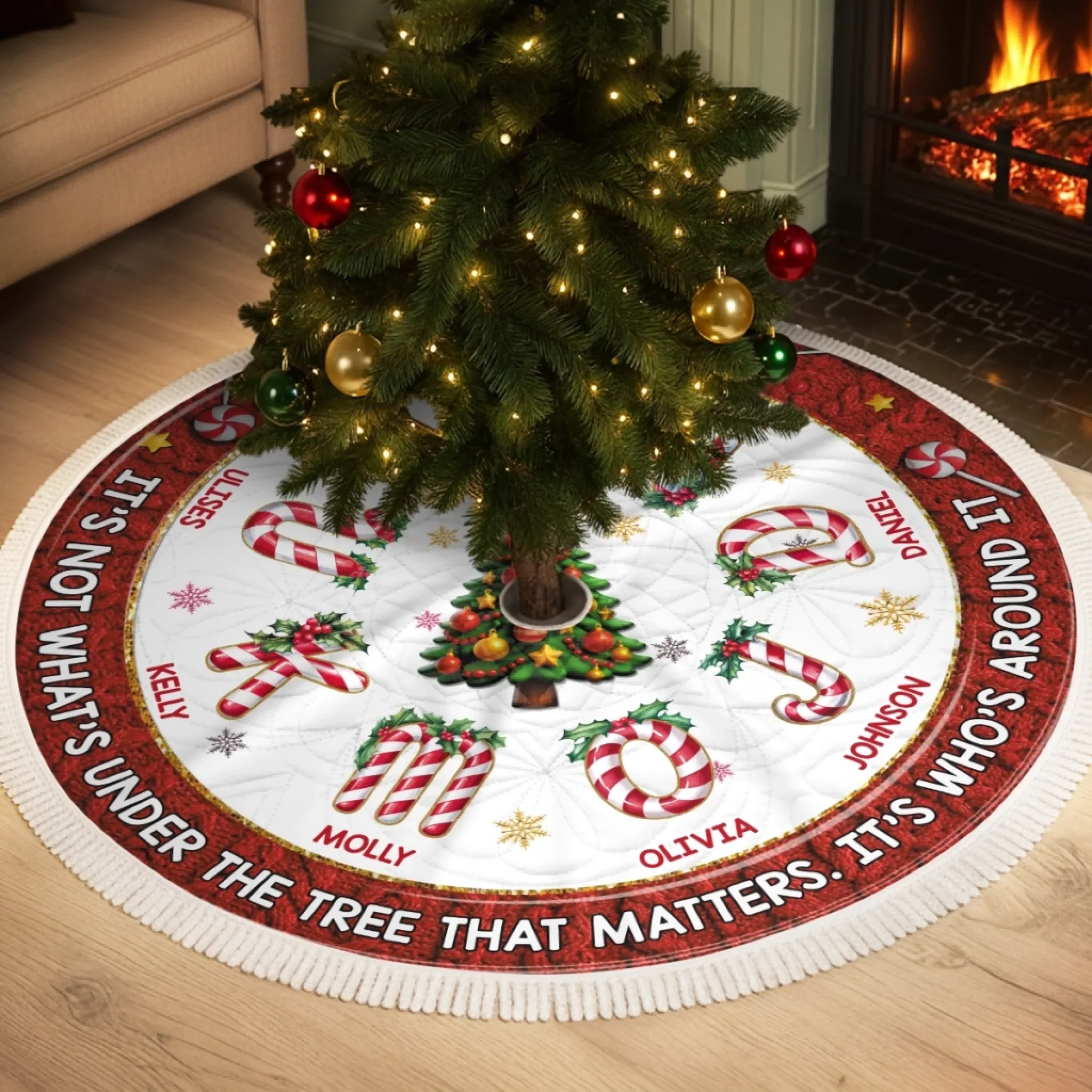 Custom Tree Skirt - Personalized Christmas Birthday Gifts For Mom, Dad, Brother, Sister, Kids - This Circle Holds Our Joy - Robaser