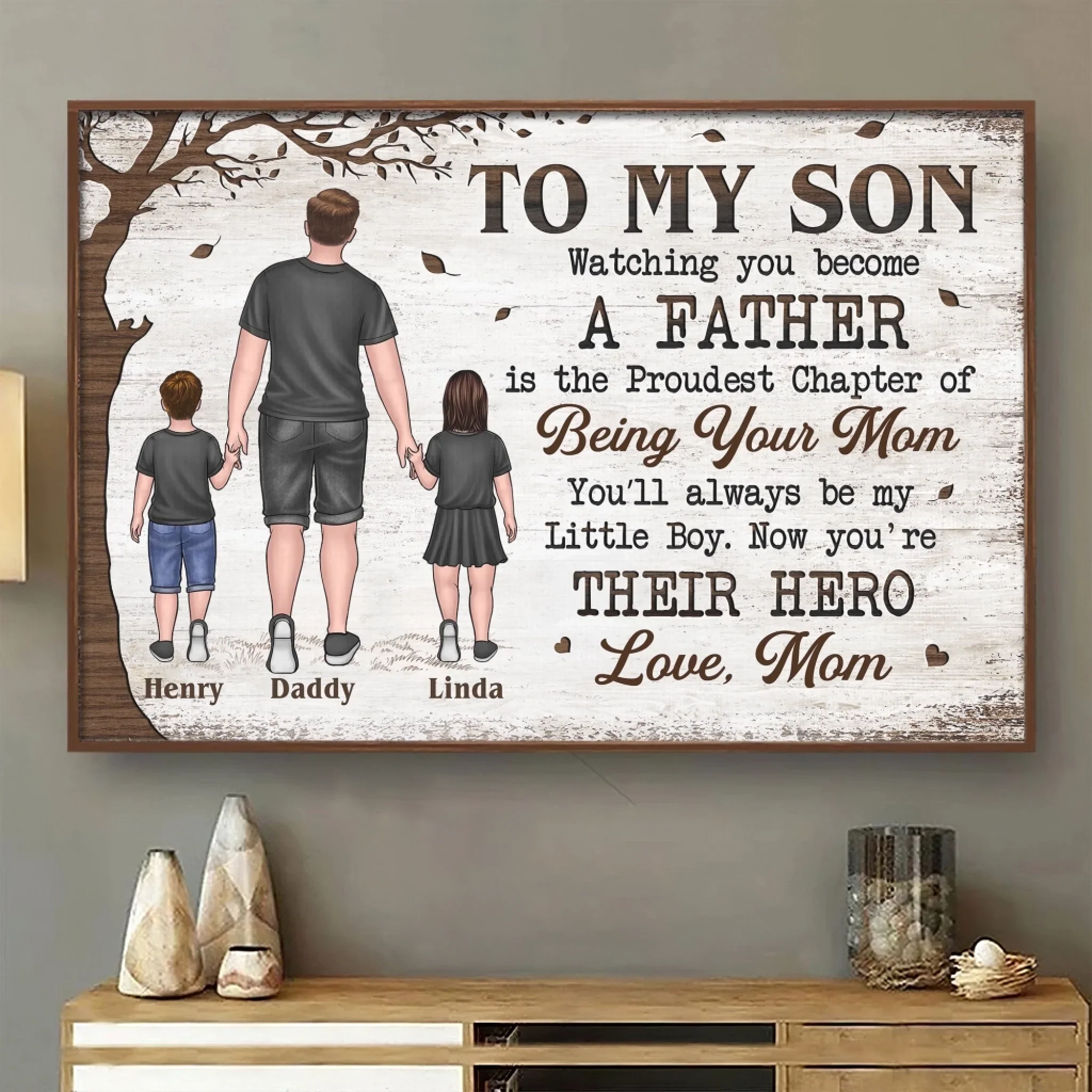 Now You Are Their Hero - Family Personalized Custom Horizontal Poster - Father's Day, Gift For Son - Robaser