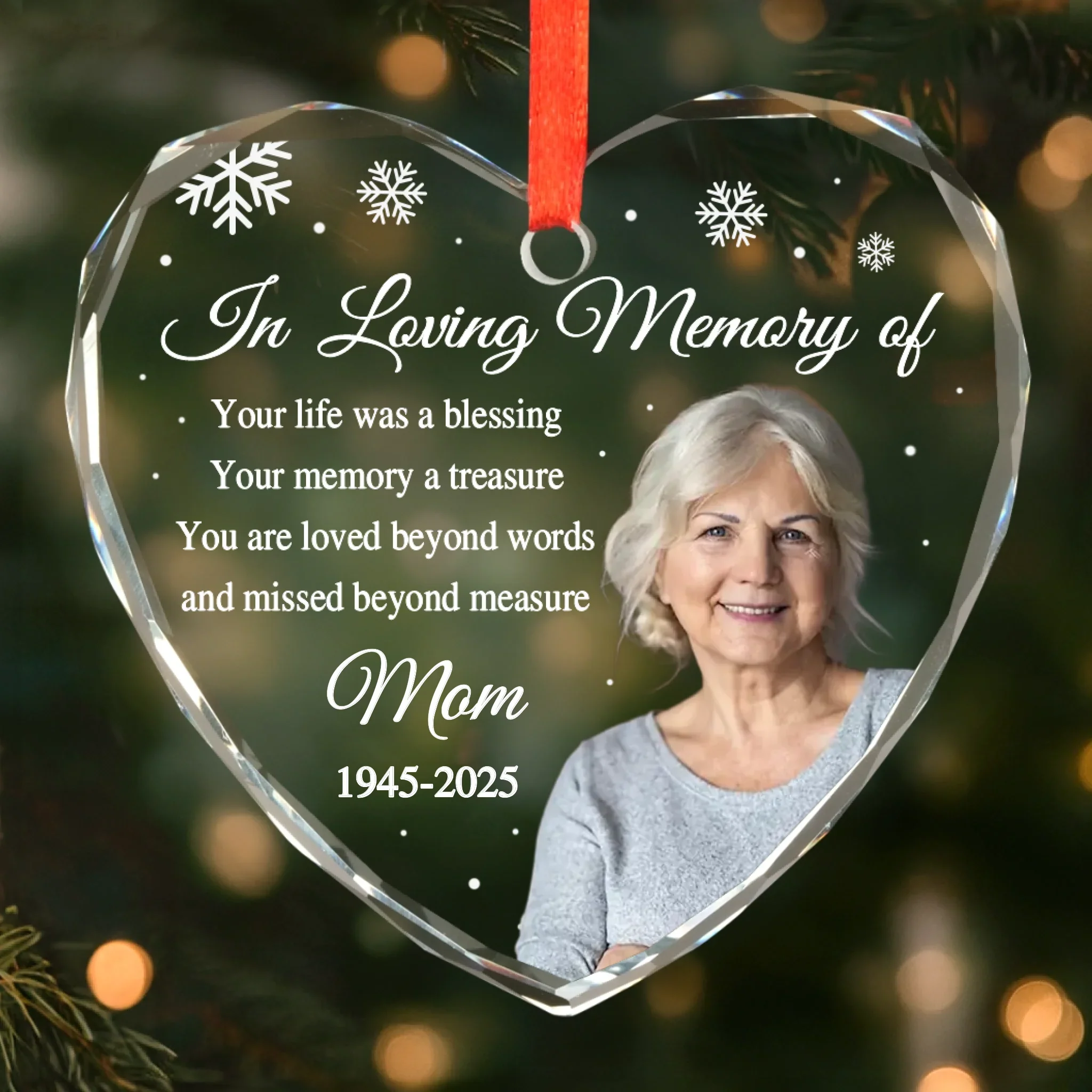Custom Photo Heart Glass Ornament - Personalized Christmas Memorial Sympathy Gifts For Loss Of Mom, Dad - I Carry You In My Heart - Robaser