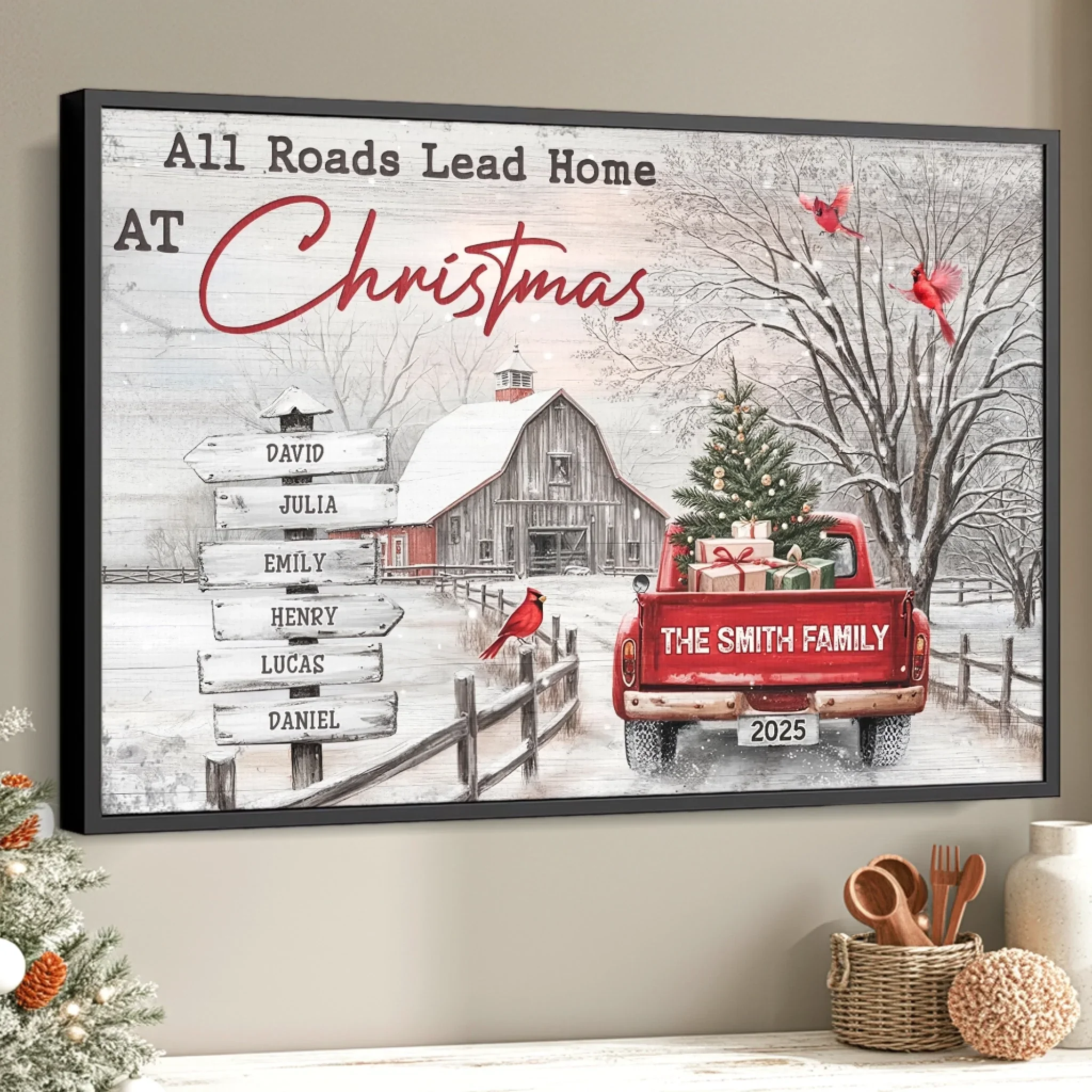 Custom Horizontal Poster - Personalized Christmas Birthday Gifts For Mom, Dad, Brother, Sister, Kids - Every Road Leads Back To Family - Robaser