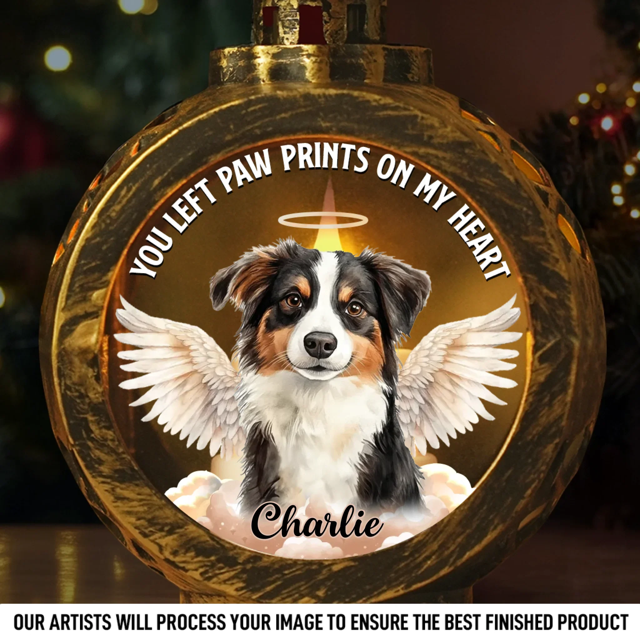 Custom Photo Candlelight Lantern Ornament - Personalized Pet Christmas Memorial Sympathy Gifts For Dogs, Cats - Forever Loved In Gentle Silence - Robaser