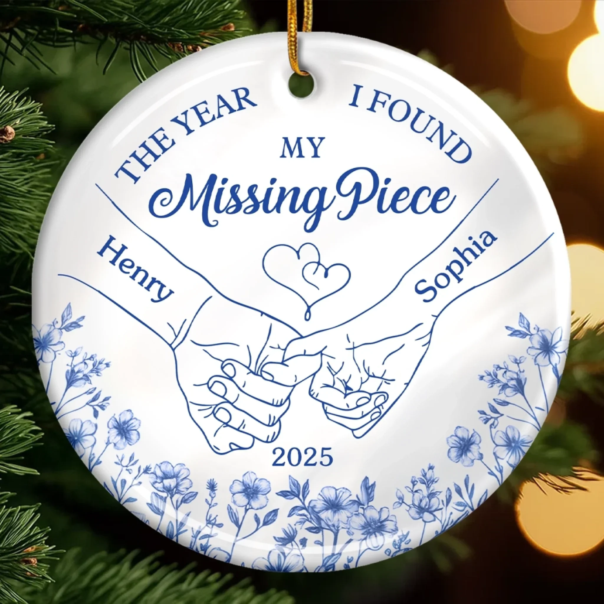 Custom Ceramic Ornament - Personalized Anniversary Christmas Wedding Gifts For Husband And Wife, Him And Her -  Forever Yours, Forever Mine - Robaser
