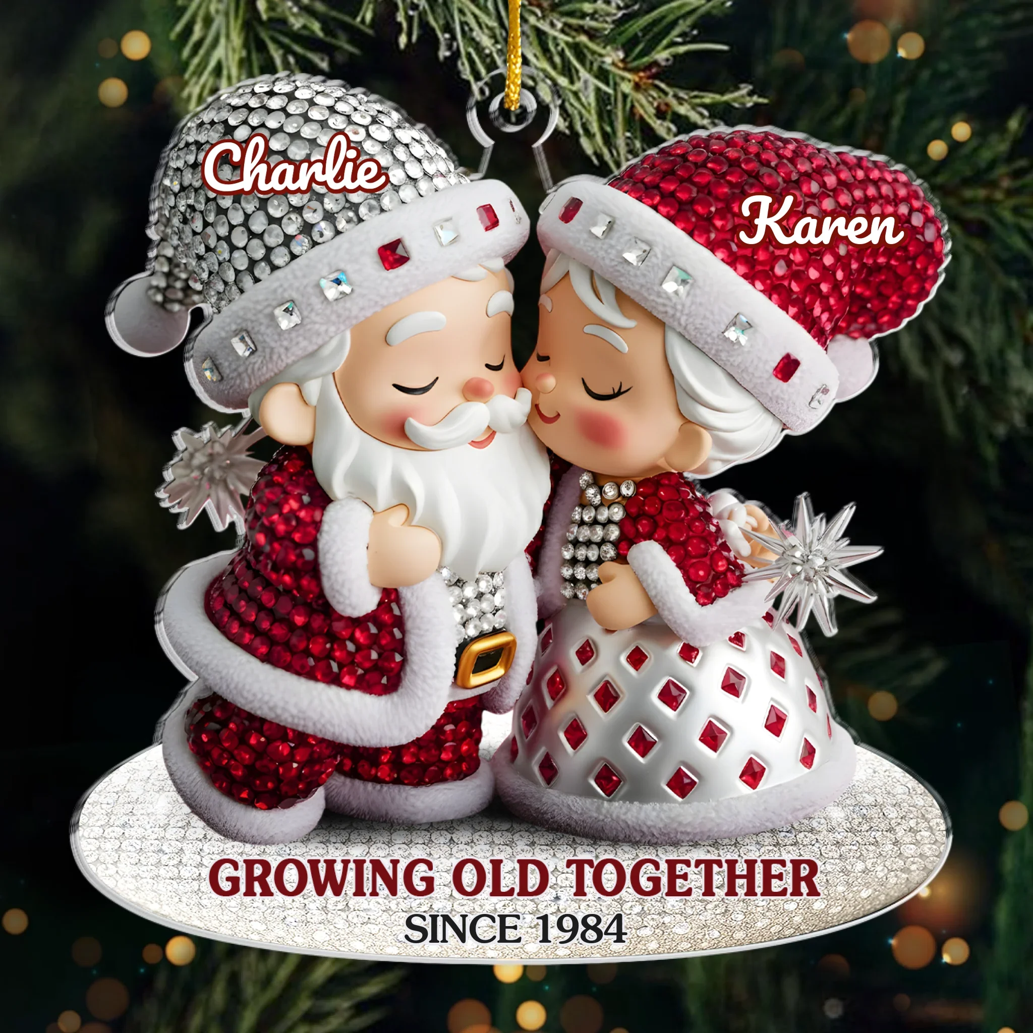 Custom Acrylic Ornament - Personalized Anniversary Christmas Wedding Gifts For Husband And Wife, Him And Her - Together, Always Merry - Robaser