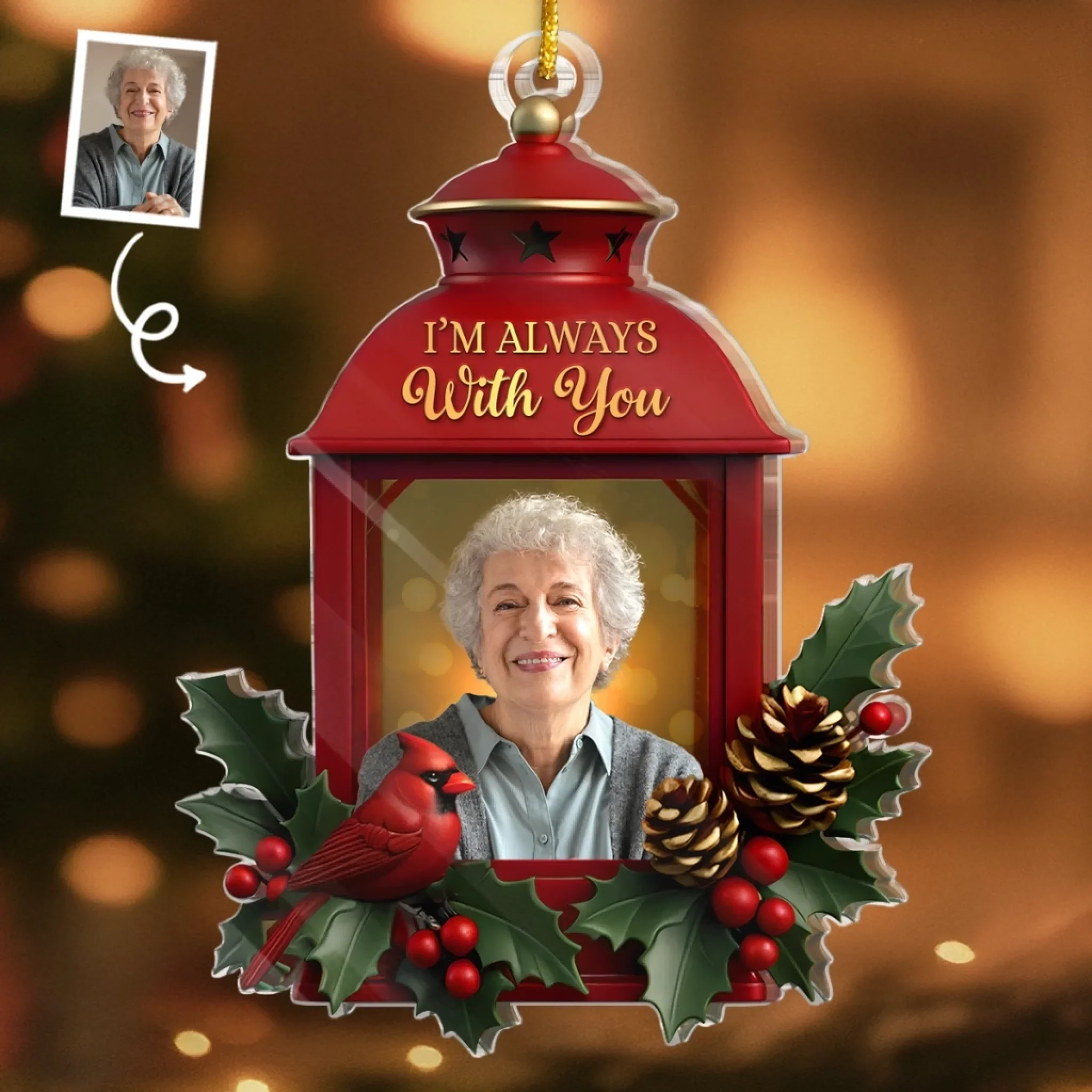 Custom Photo Acrylic Ornament - Personalized Christmas Memorial Sympathy Gifts For Loss Of Mom, Dad - Your Light Still Shines - Robaser