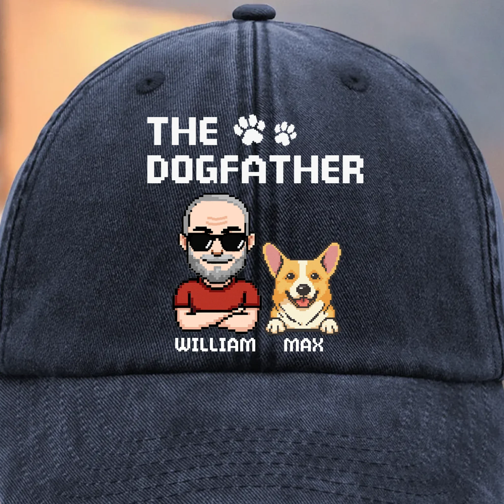 Custom Vintage Washed Denim Baseball Cap - Personalized Birthday Gifts For Dog Lovers, Dog Dad And Mom - The Dogfather, The Protector - Robaser
