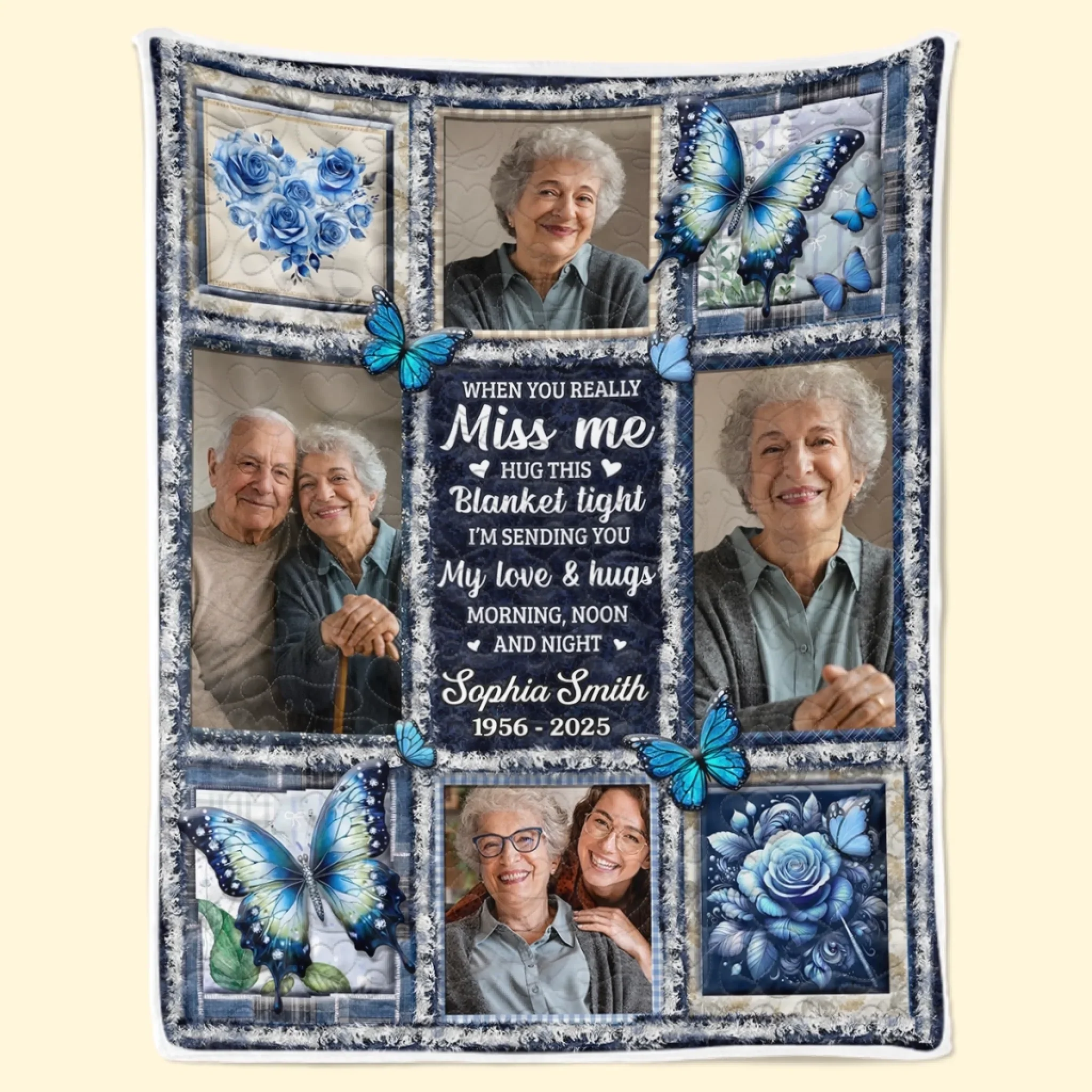 Custom Photo Blanket - Personalized Christmas Memorial Sympathy Gifts For Loss Of Mom, Dad - Love Lives Beyond The Years - Robaser