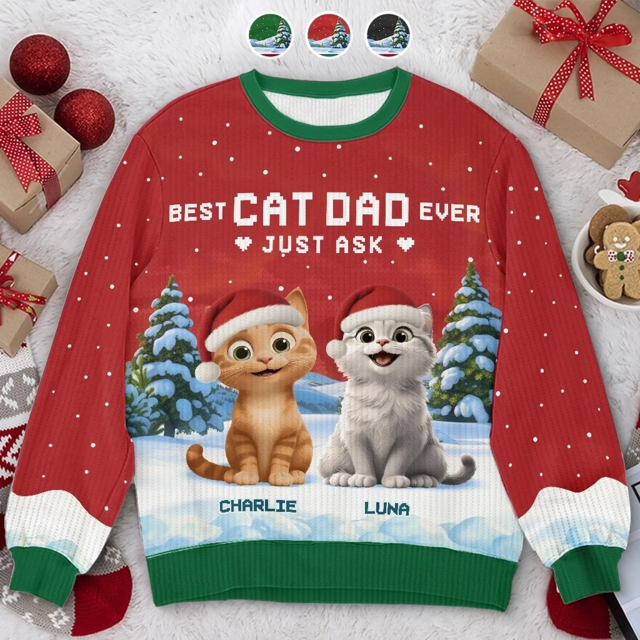 Custom Unisex Ugly Sweatshirt - Personalized  Christmas Birthday Gifts For Cat Lovers, Cat Mom And Dad - Ho Ho Hold My Catnip - Robaser