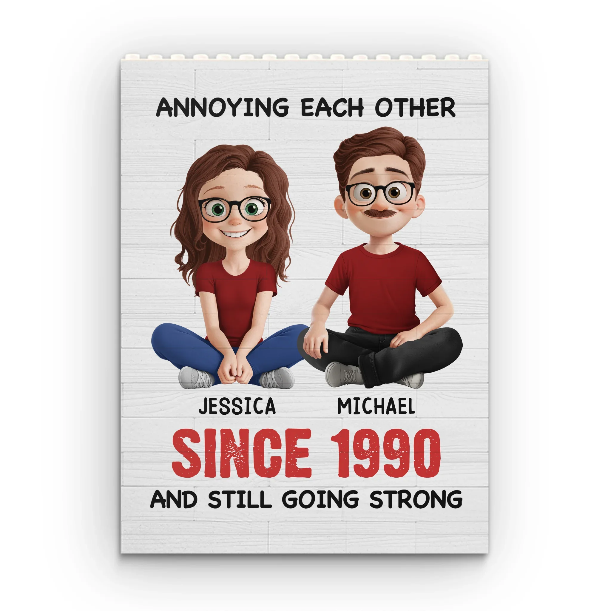 Custom Vertical Rectangle Shaped Building Brick Blocks - Personalized Anniversary Wedding Gifts For Husband And Wife, Him And Her - Still Bugging Each Other Daily - Robaser