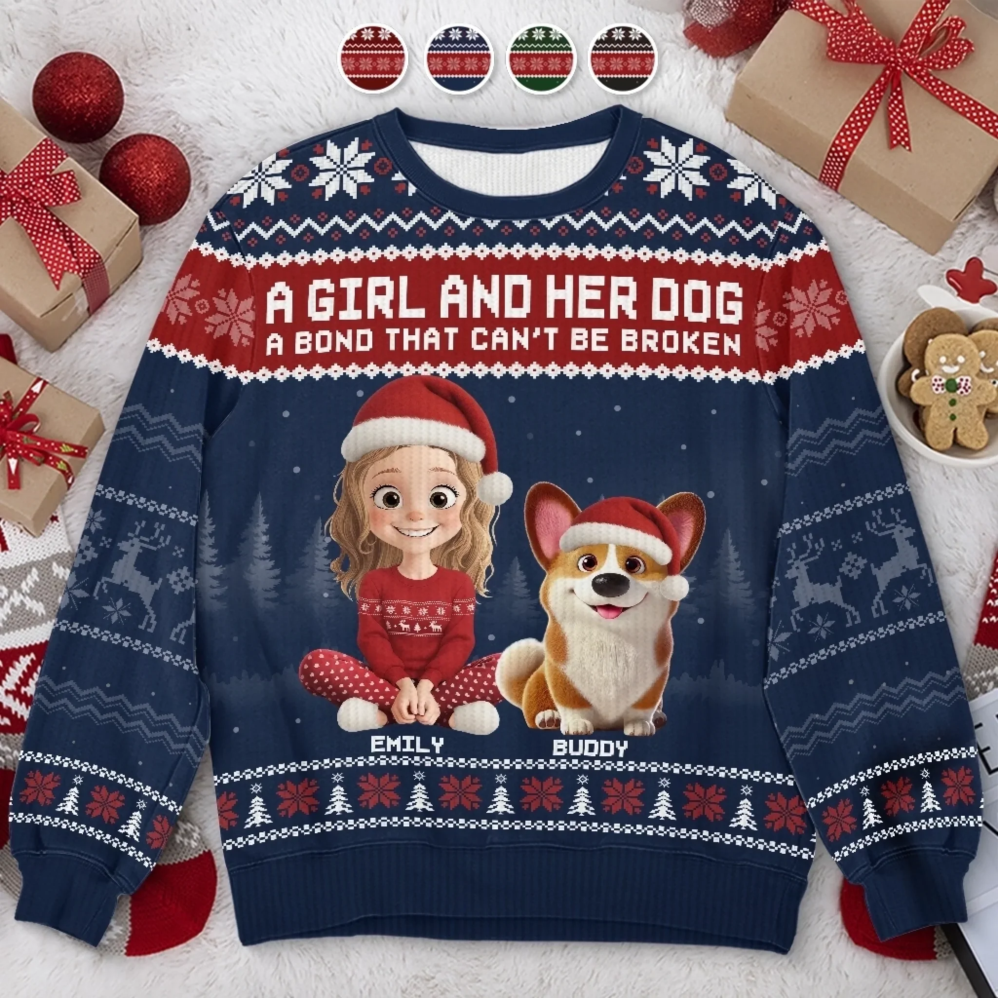 Custom Unisex Ugly Sweatshirt - Personalized  Christmas Birthday Gifts For Dog Lovers, Dog Dad And Mom - A Pawfect Holiday Duo - Robaser