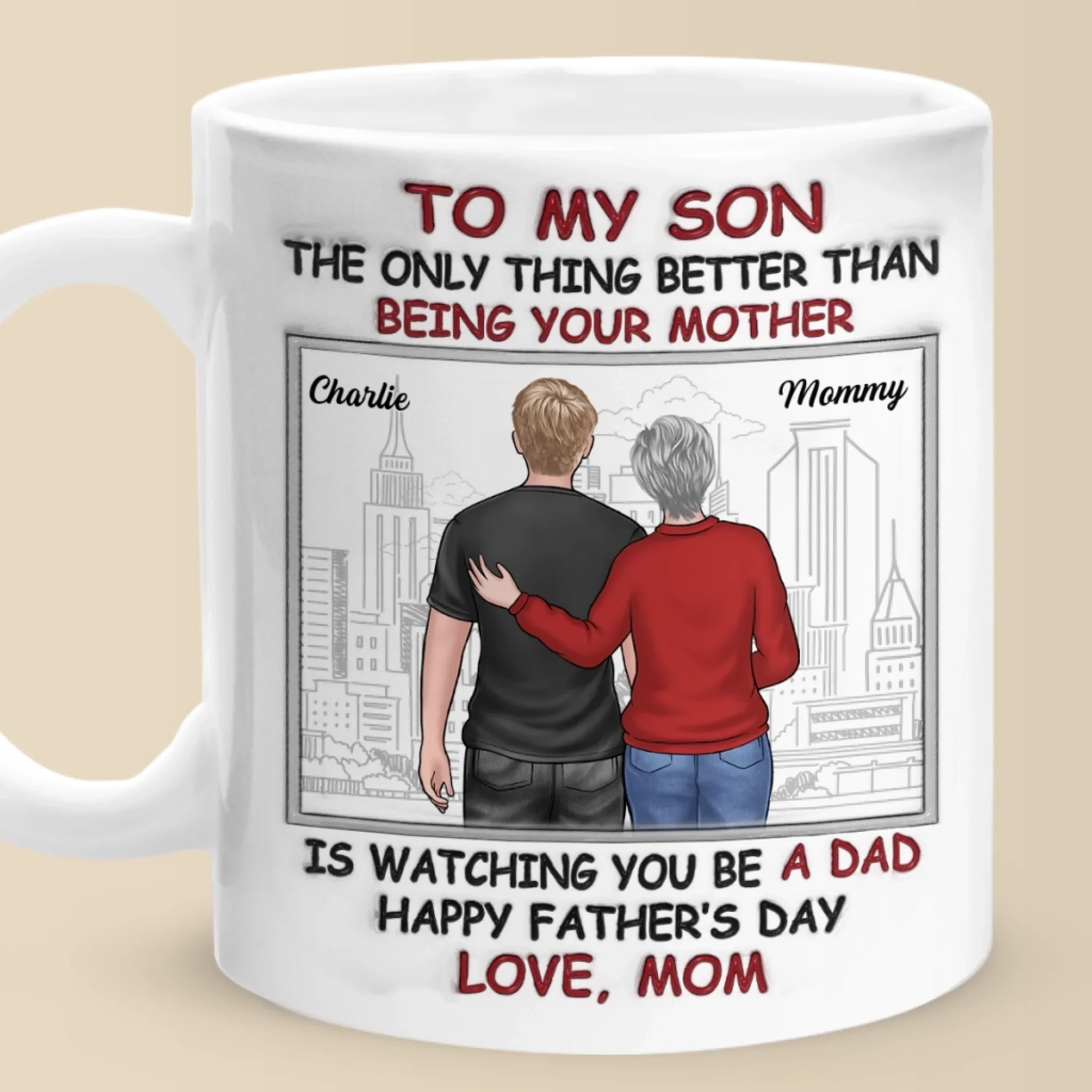Best Son Best Dad - Family Personalized Custom 3D Inflated Effect Printed Mug - Father's Day, Gift For Son - Robaser