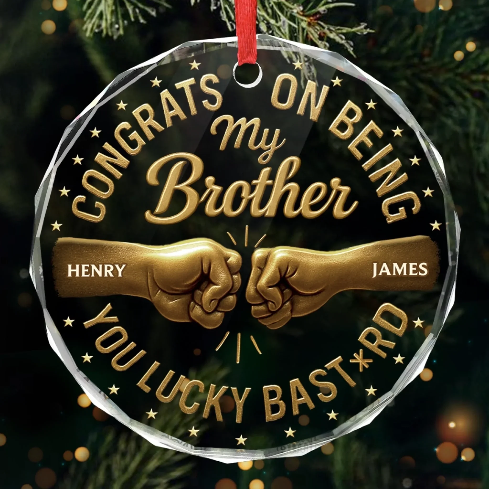 Custom Circle Glass Ornament -  Personalized Christmas Birthday Gifts For Brother, Sister, Best Friends - Best Gift Is You - Robaser