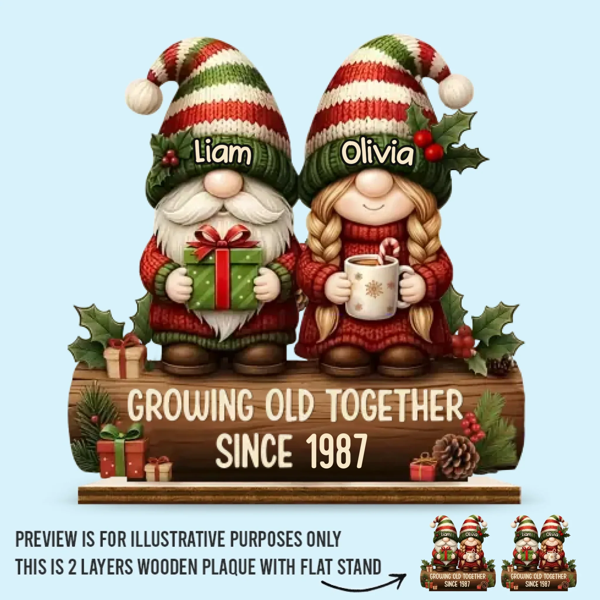 Custom 2-Layered Wooden Plaque - Personalized Anniversary Wedding Gifts For Husband And Wife, Him And Her - Forever Starts With You - Robaser