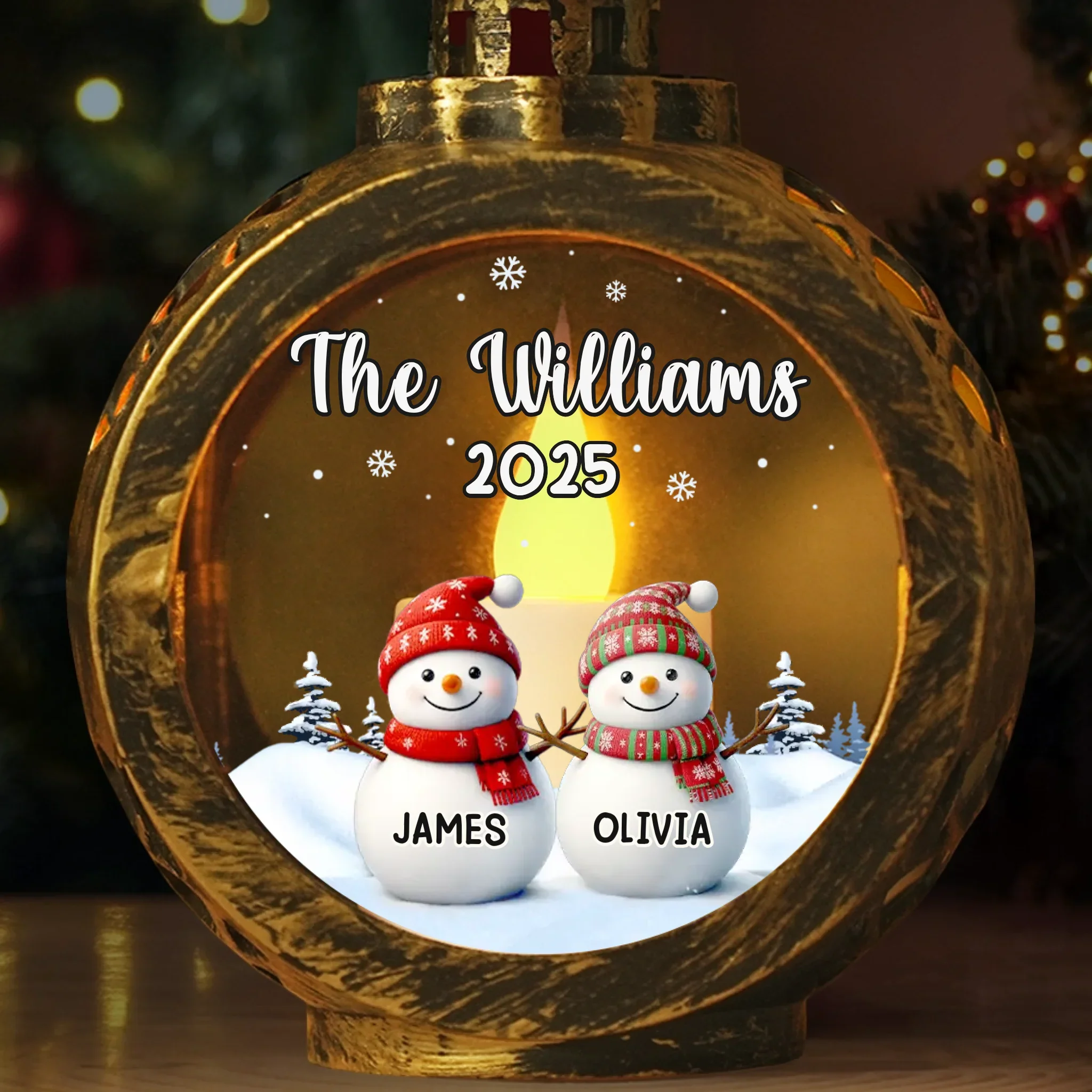 Custom Candlelight Lantern Ornament -  Personalized Christmas Birthday Gifts For Mom, Dad, Kids - Christmas Glows With Family Love - Robaser