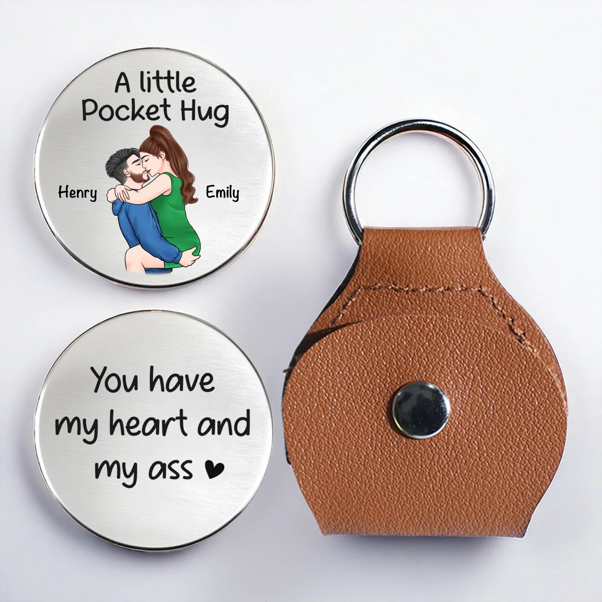Custom Pocket Hug - Personalized Anniversary Wedding Gifts For Husband And Wife, Him And Her - Carry Love Everywhere You Go - Robaser
