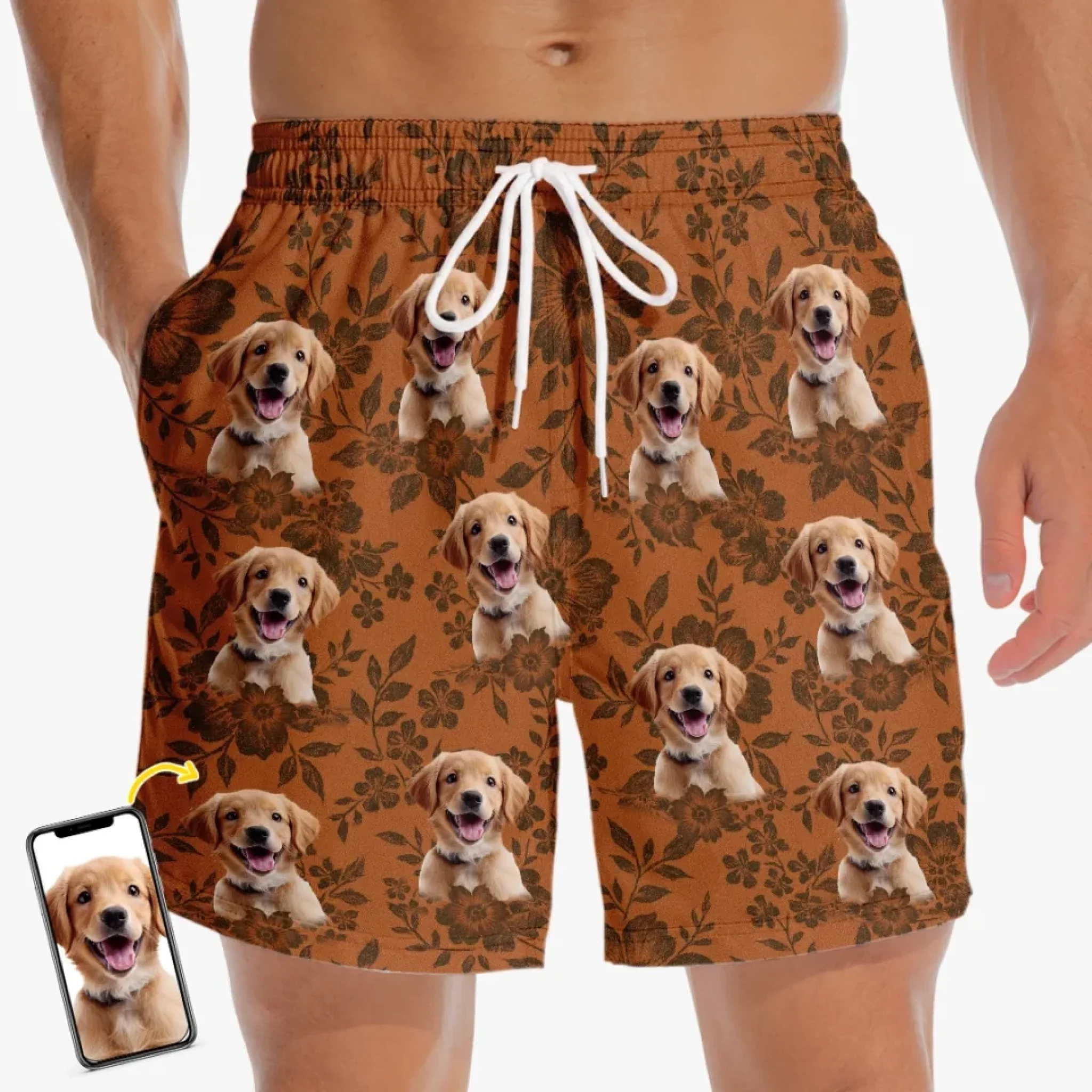 Custom Photo Sandy Paws & Aloha Days - Dog & Cat Personalized Custom Tropical Hawaiian Aloha Men Beach Shorts - Summer Vacation Gift For Pet Owners, Pet Lovers - Robaser