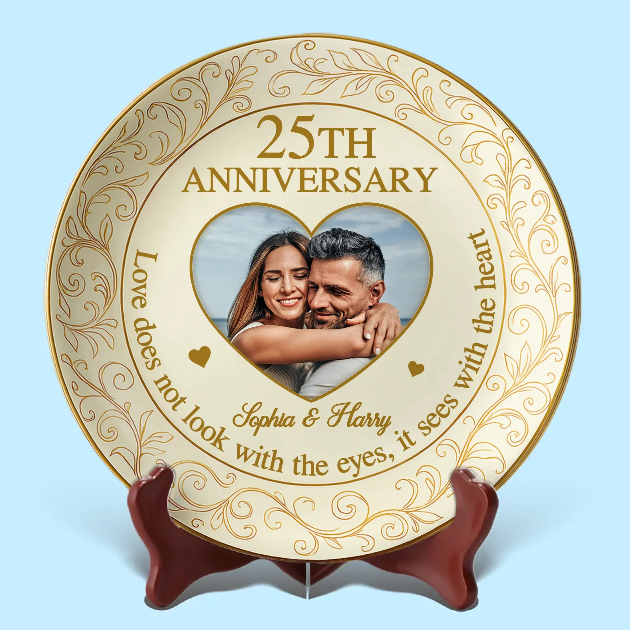 Custom Photo A Love That Lasts - Couple Personalized Custom Ceramic Plate - Gift For Husband Wife, Anniversary - Robaser