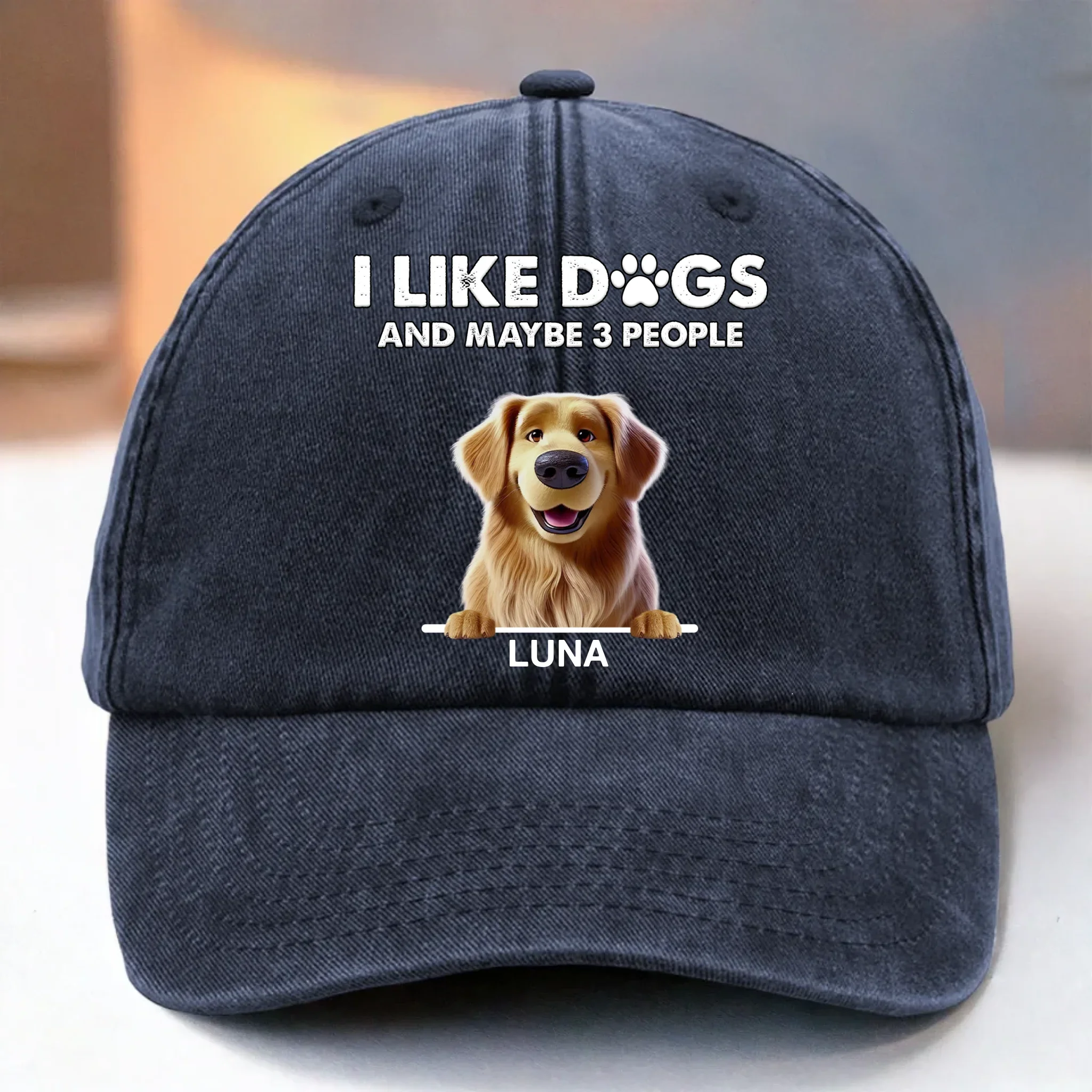 Custom Vintage Washed Denim Baseball Cap - Personalized Birthday Gifts For Dog Lovers, Dog Dad And Mom - Dog Dad Squad - Robaser