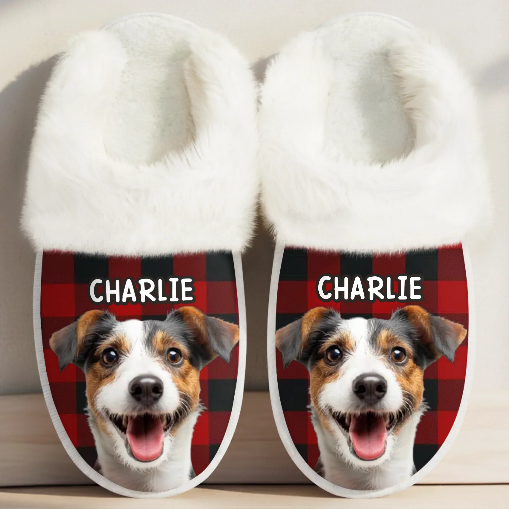 Custom Photo Fluffy Slippers With Fur Lining - Personalized Christmas Birthday Gifts For Dog Cat Lovers, Dog Dad And Mom, Cat Owners - Love In Every Footprint - Robaser
