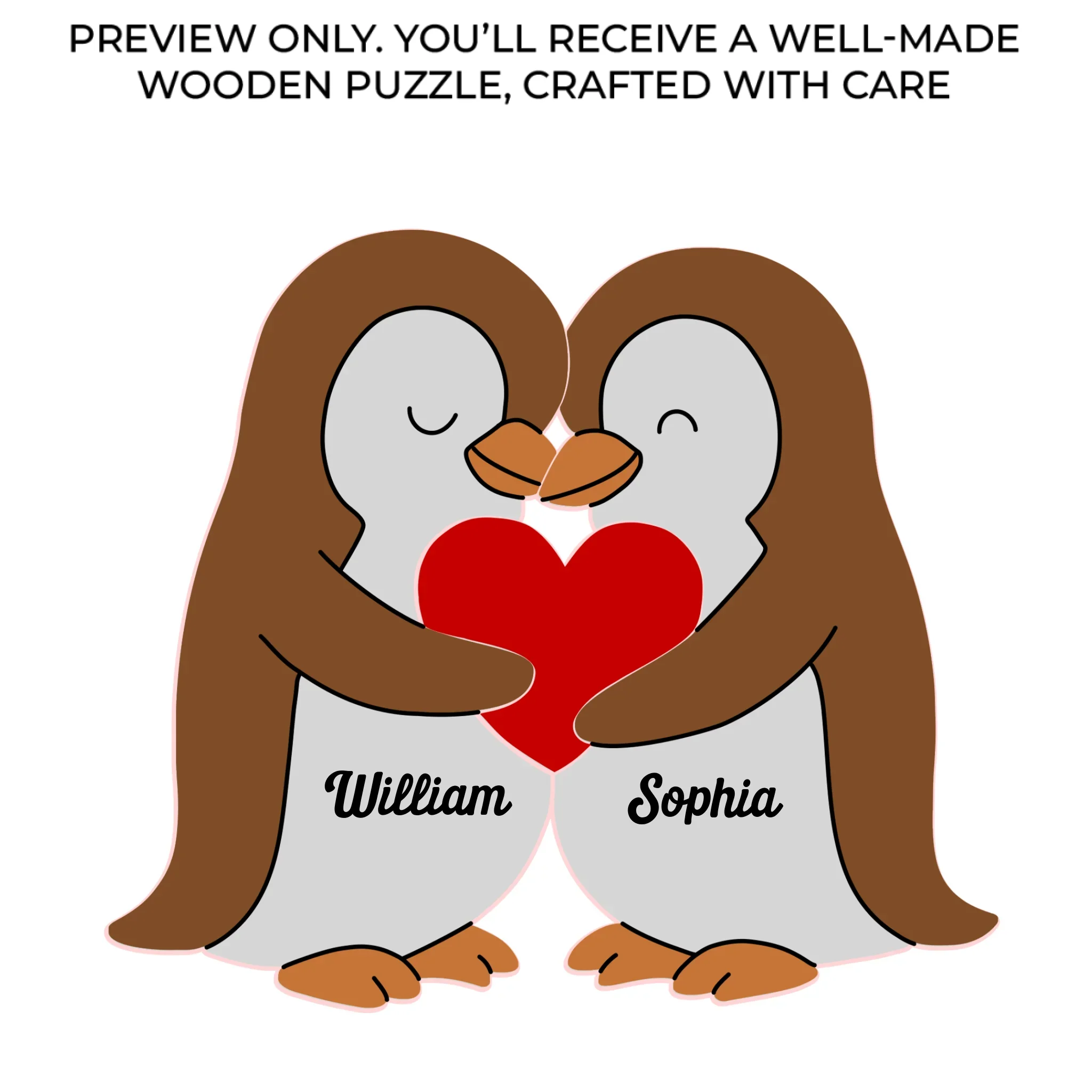 Penguin Shaped Wooden Art Puzzle - Personalized Anniversary Wedding Gifts For Husband And Wife, Him And Her - We Are Together, Couple Birthday Gifts For Him And Her - Robaser