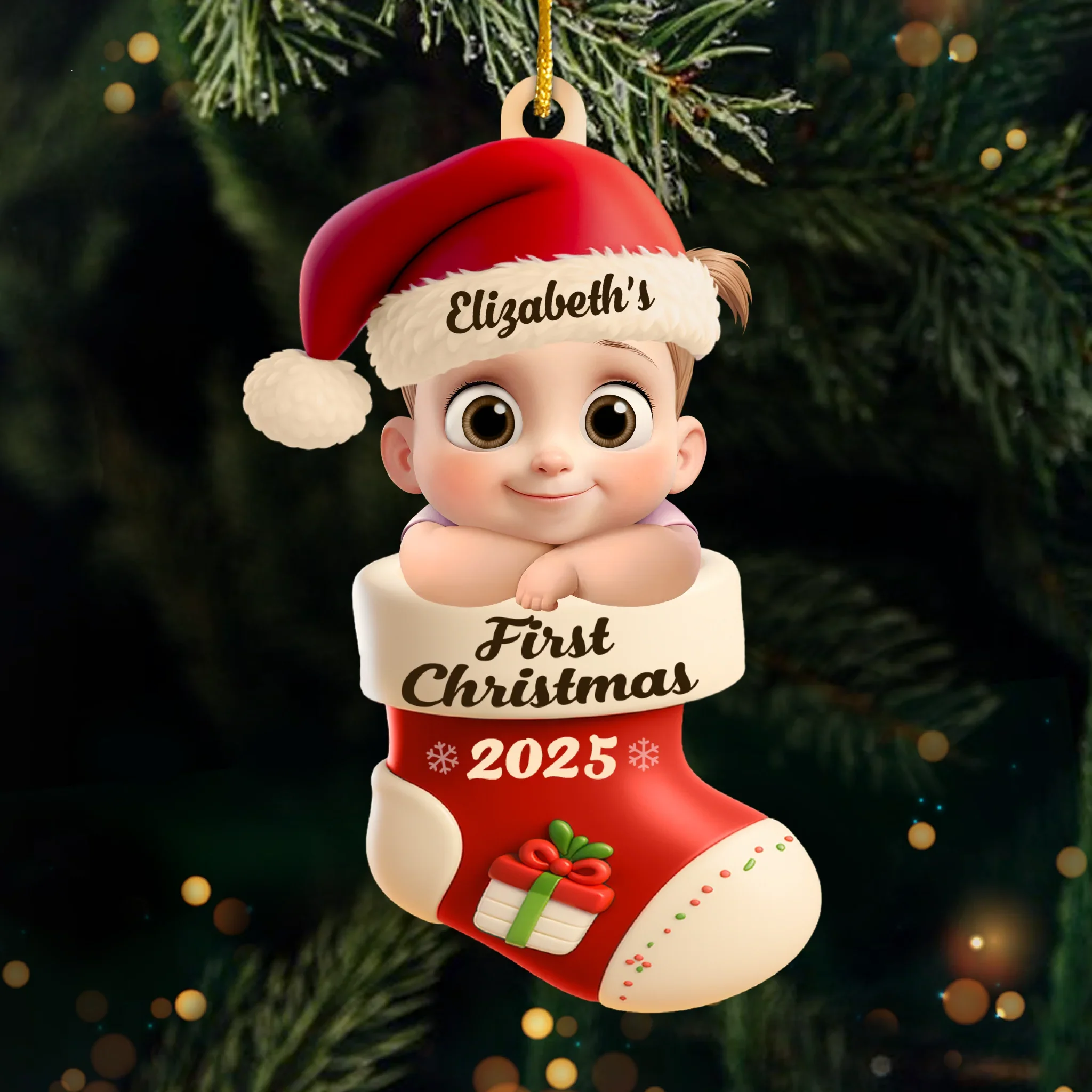 Custom Acrylic Ornament - Personalized Christmas Baby Shower, Gender Reveal Gifts For New Moms, New Dads, New Parents - Too Cute To Be Pine - Robaser