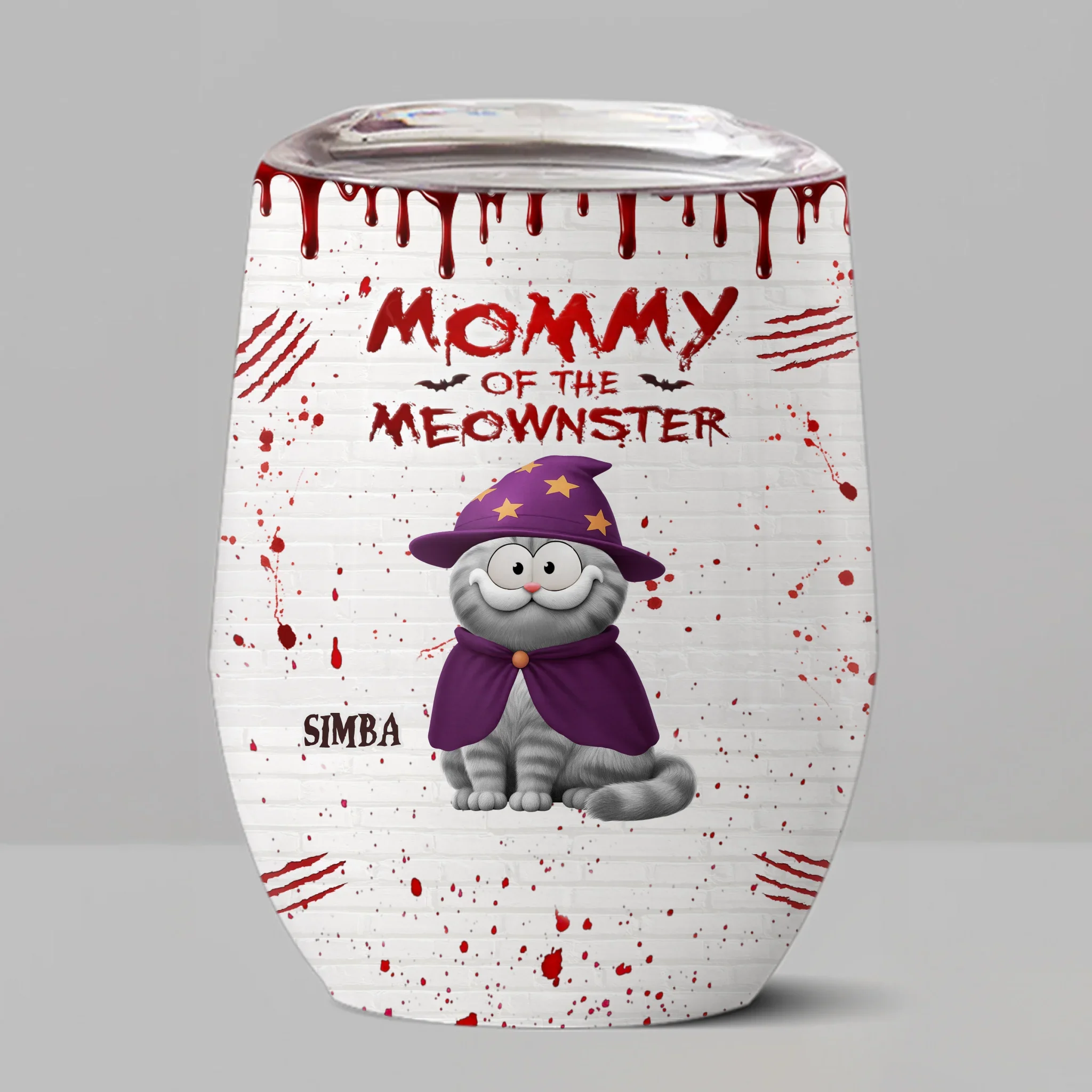 Custom Wine Tumbler - Personalized Halloween Birthday Gifts For Cat Lovers, Cat Mom And Dad - Cats Bring Mystery To Halloween Nights - Robaser