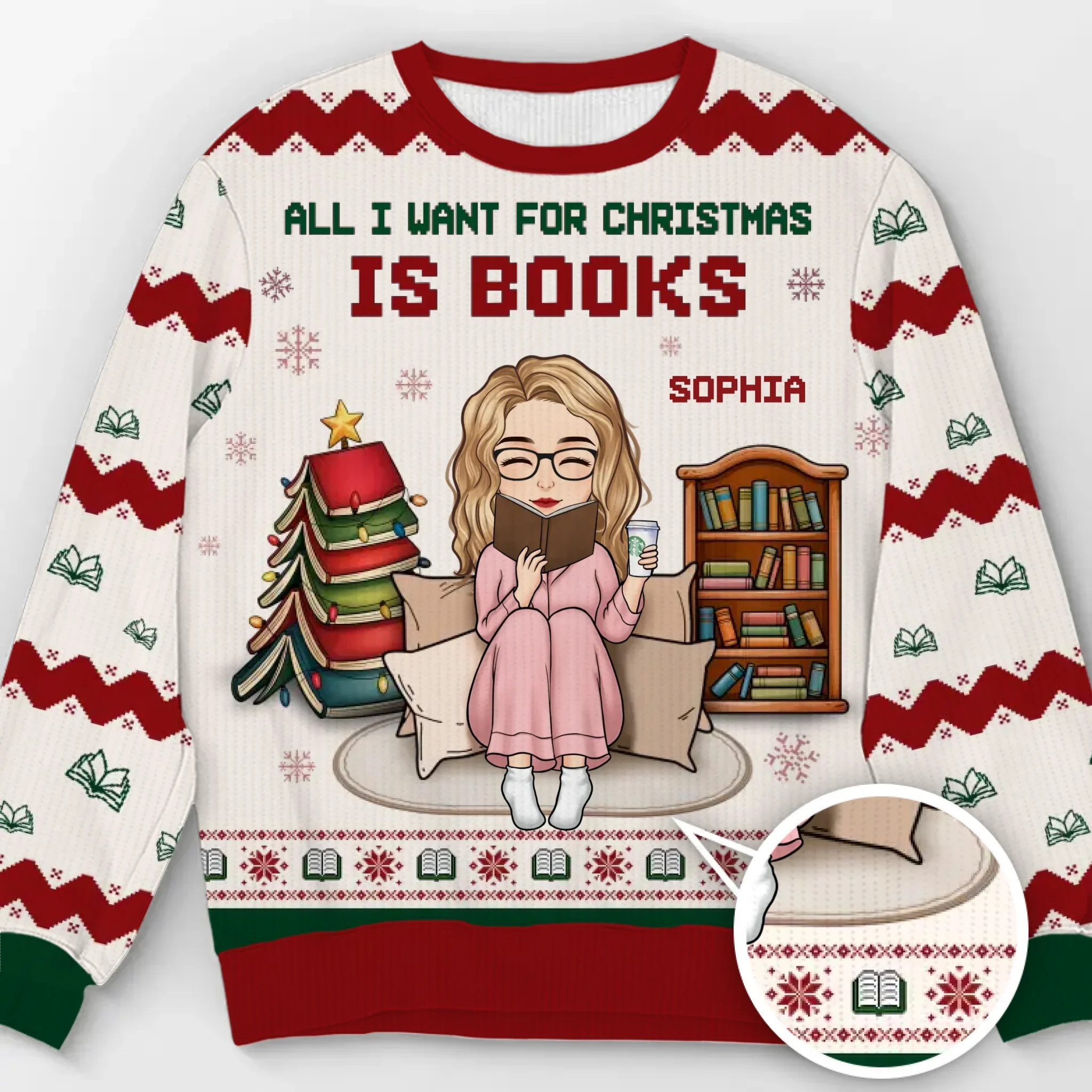 Custom Unisex Ugly Sweatshirt - Personalized  Christmas Bookish Gifts For Book Lovers, Bookworms, Readers - Santa Knows I  d Rather Be Reading - Robaser