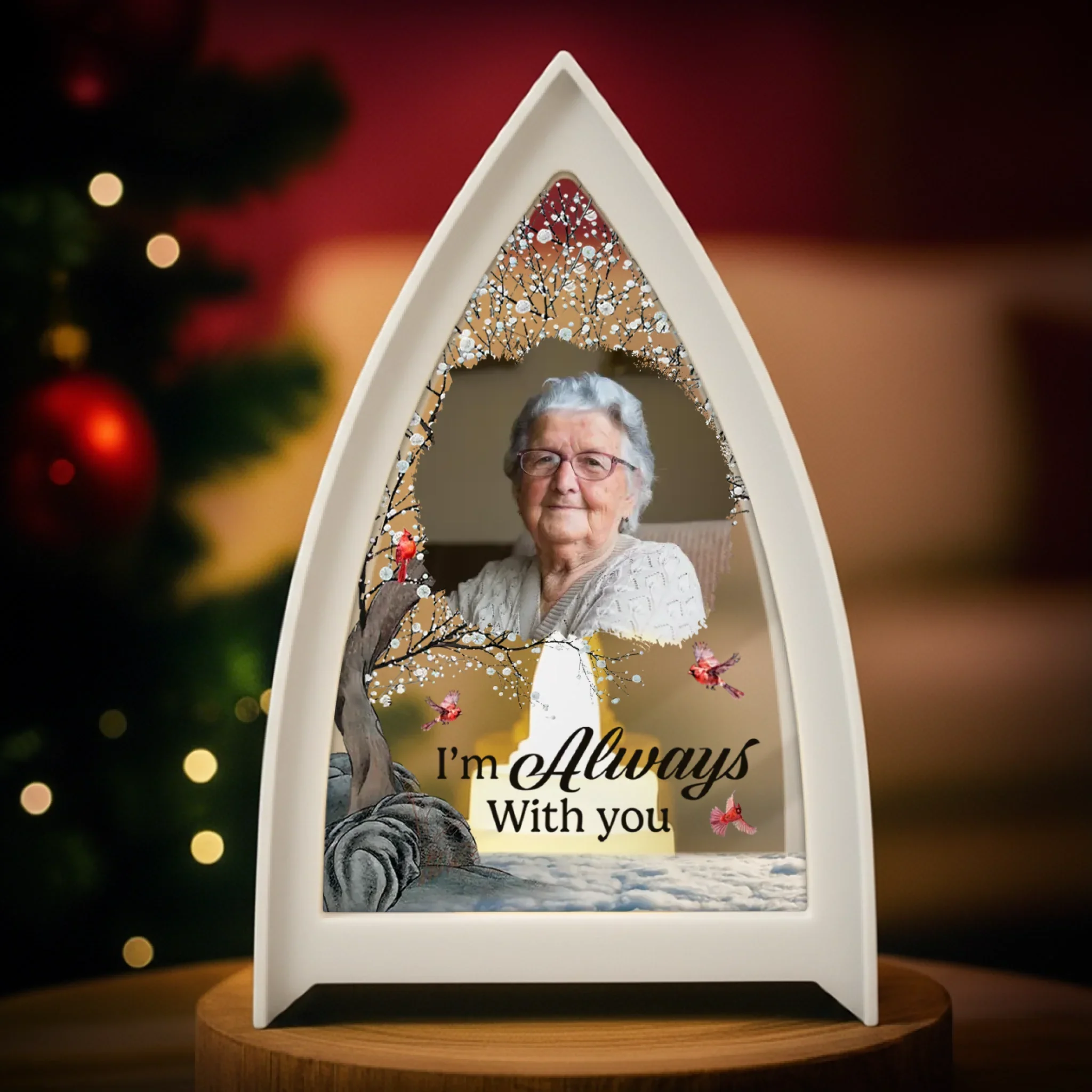 Custom Photo LED Tabletop Lantern Light - Personalized Christmas Memorial Sympathy Gifts For Loss Of Mom, Dad - A Life Cherished Never Forgotten - Robaser
