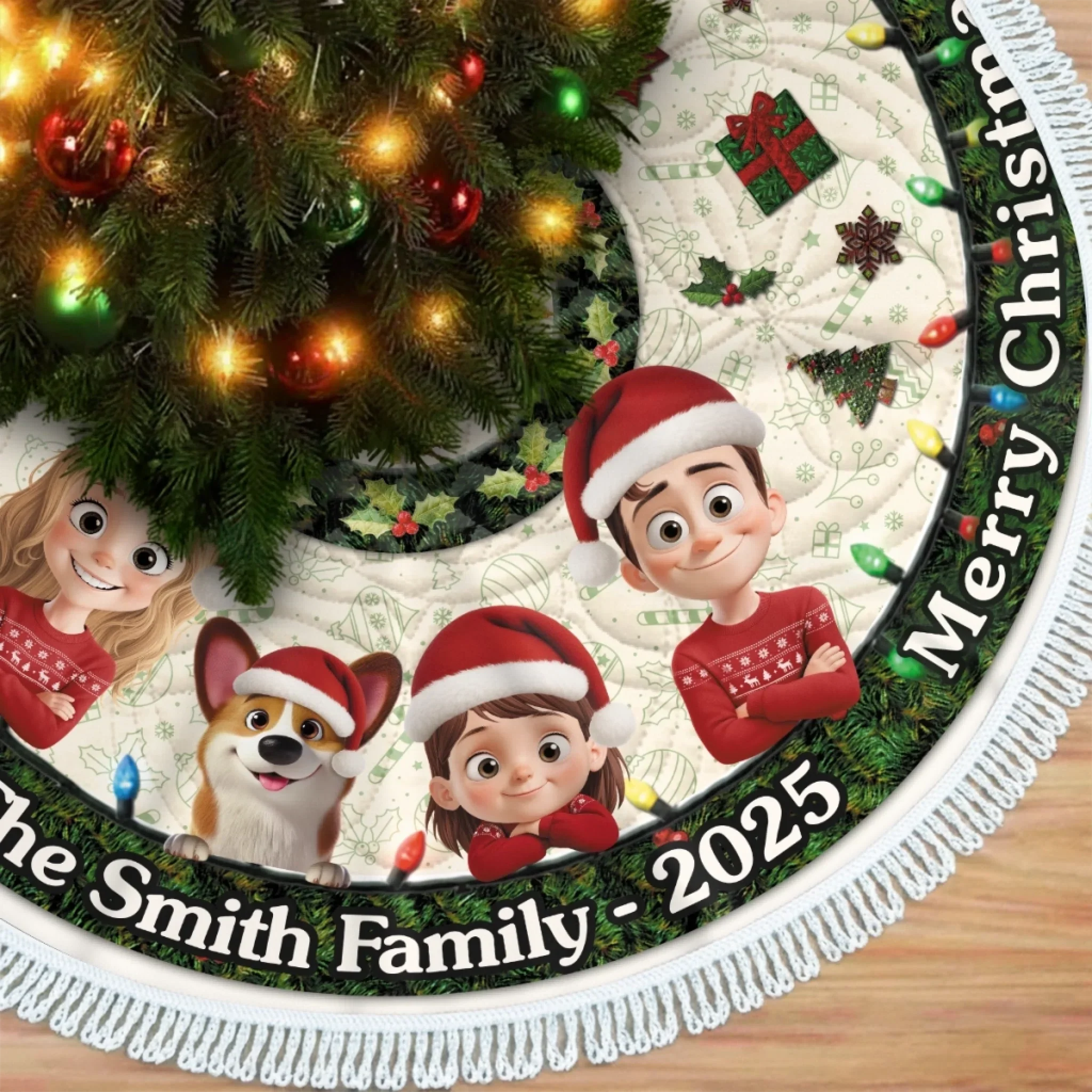 Custom Tree Skirt - Personalized Christmas Birthday Gifts For Mom, Dad, Brother, Sister, Kids - Love Warms Every Winter Night - Robaser