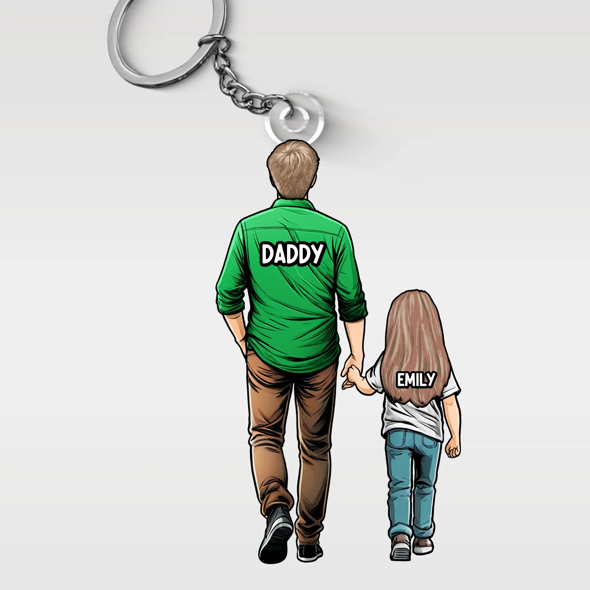 Always With You Daddy - Family Personalized Custom Shaped Acrylic Keychain - Father's Day, Gift For Dad, Grandpa - Robaser