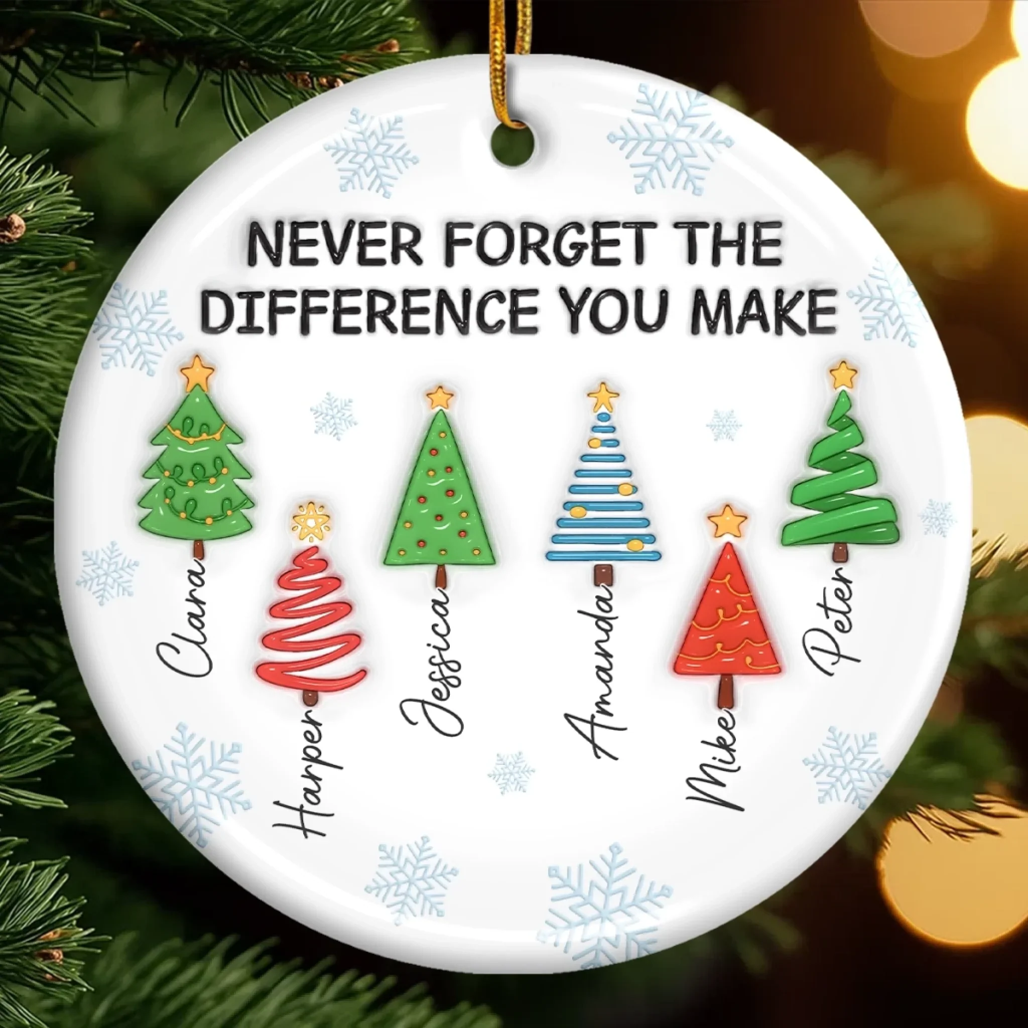 Custom Ceramic Ornament - Personalized Christmas Birthday Gifts For Coworker, Work Bestie - Never Forget The Difference You Make - Robaser
