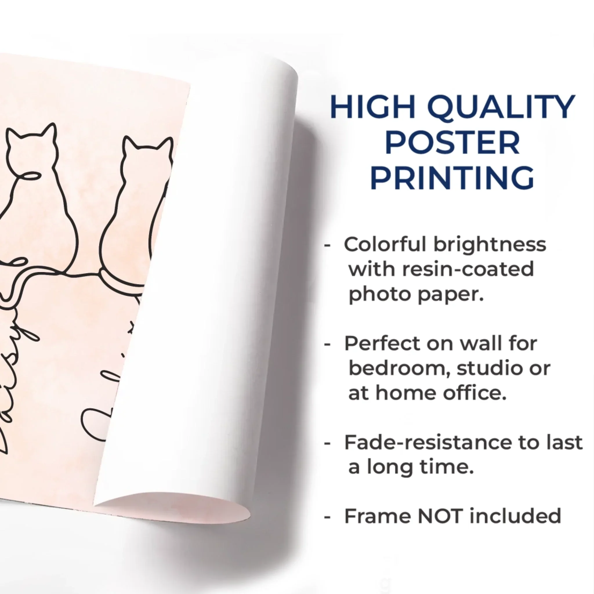 Custom Horizontal Poster - Personalized Pet Memorial Sympathy Gifts For Cats - Always With Us In Spirit - Robaser