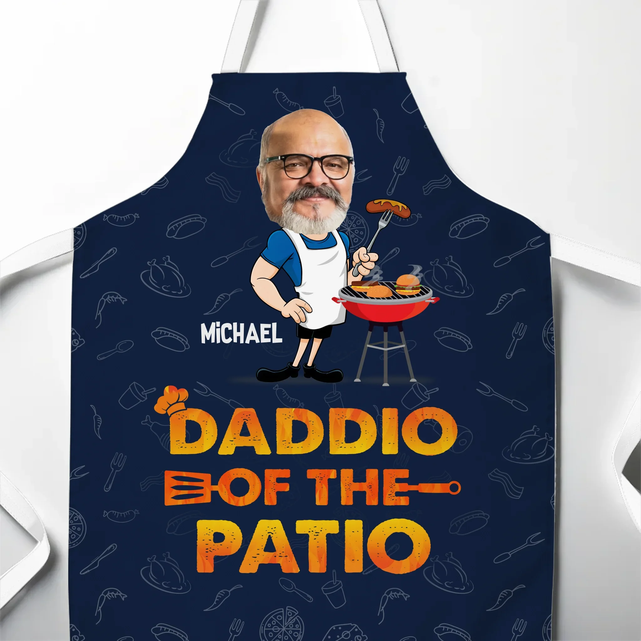 Custom Photo Daddio Of The Patio - Family Personalized Custom Apron - Father's Day, Gift For Dad, Grandpa - Robaser