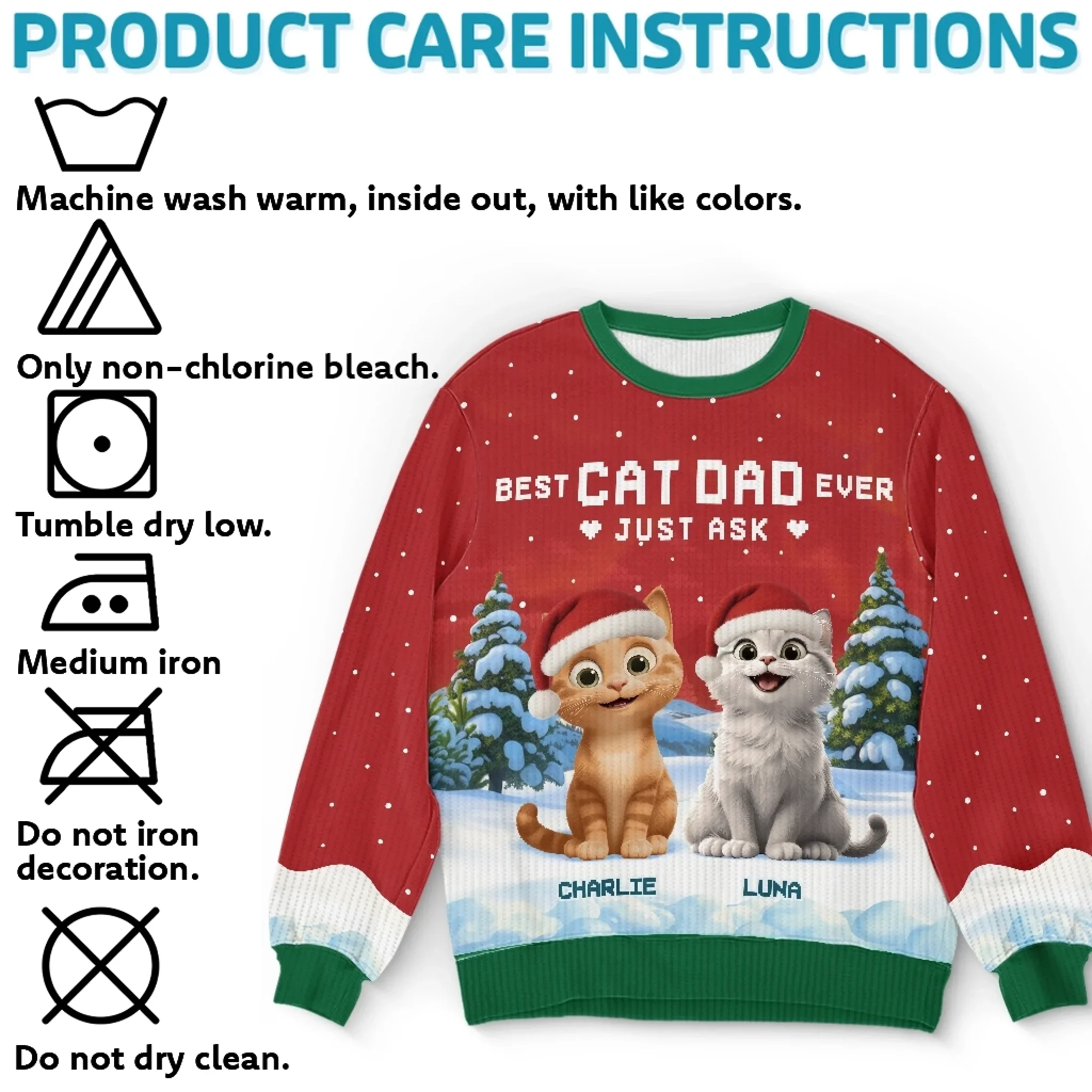 Custom Unisex Ugly Sweatshirt - Personalized  Christmas Birthday Gifts For Cat Lovers, Cat Mom And Dad - Ho Ho Hold My Catnip - Robaser