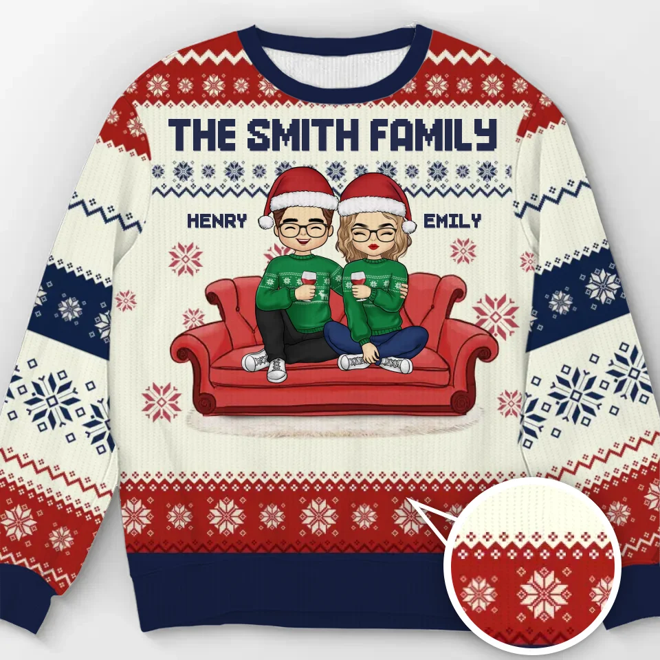 Home Is Where Family And Pets Bring Joy - Family Personalized Custom Ugly Sweatshirt - Unisex Wool Jumper - Christmas Gift For Family Members, Pet Owners, Pet Lovers - Robaser