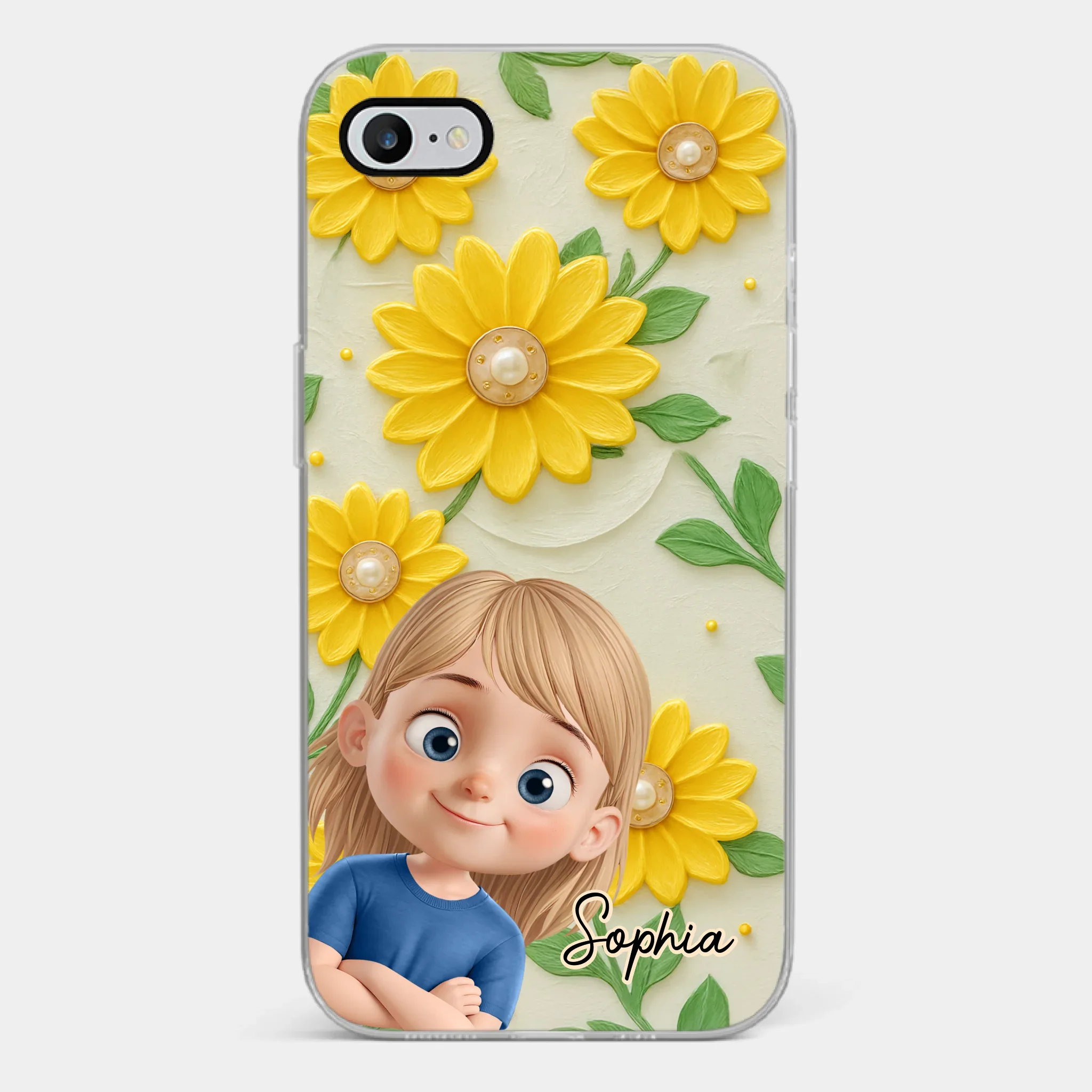 Custom 3D Inflated Effect Printed Clear Phone Case - Personalized Birthday Gifts For Mom, Grandma - Blooming With Joy Together - Robaser