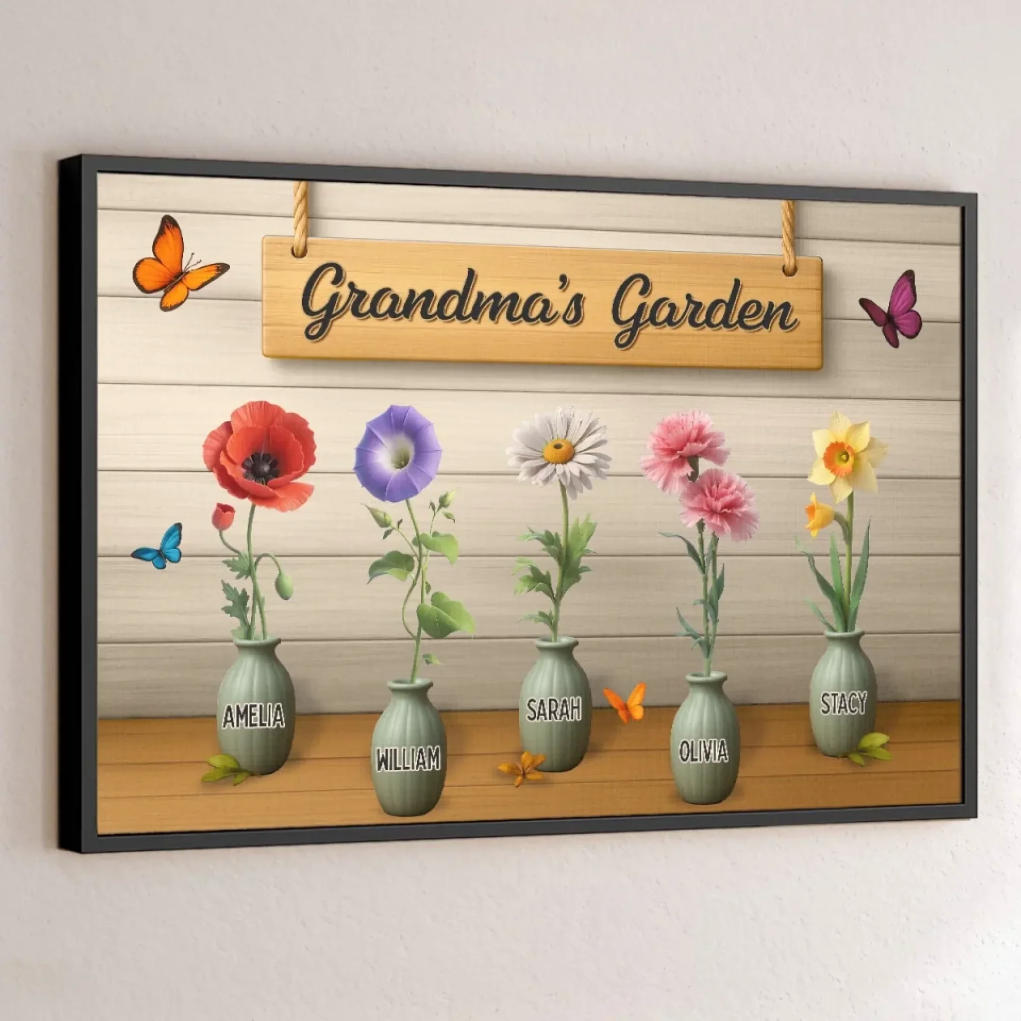 My Garden Of Joy - Family Personalized Custom Horizontal Poster - Mother's Day, Gift For Mom, Grandma - Robaser
