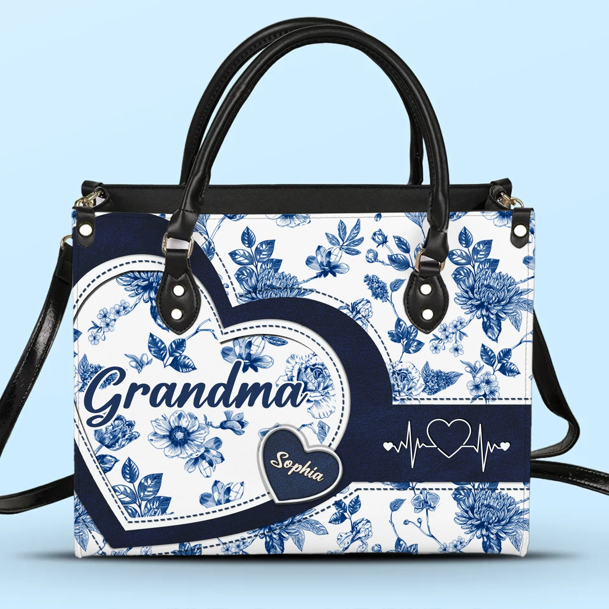 Custom Leather Handbag - Personalized Birthday Gifts For Mom, Grandma - Generations Bound By One Heart - Robaser