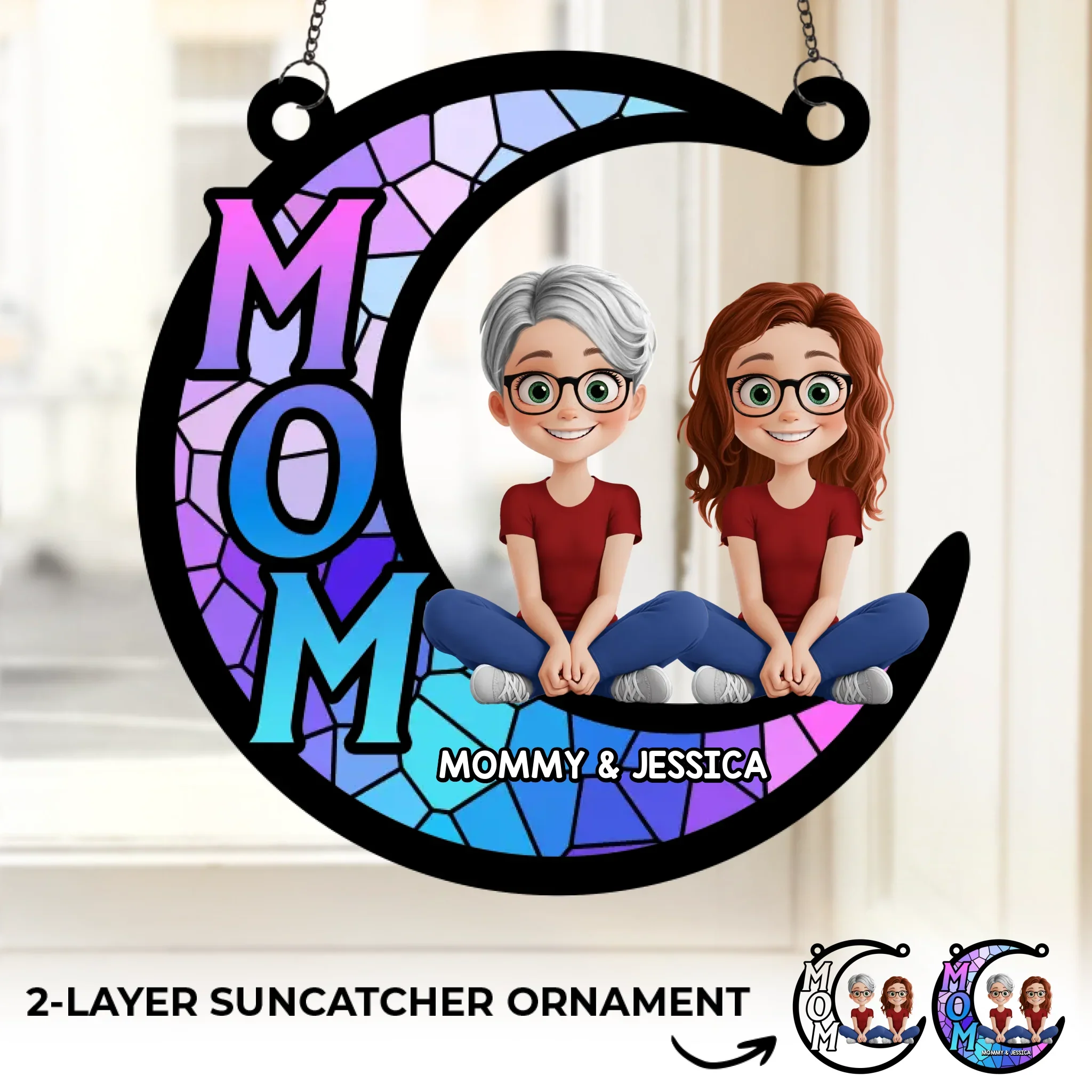 You Complete My World, Mom - Family Personalized Window Hanging Suncatcher Ornament - Mother's Day, Gift For Mom - Robaser