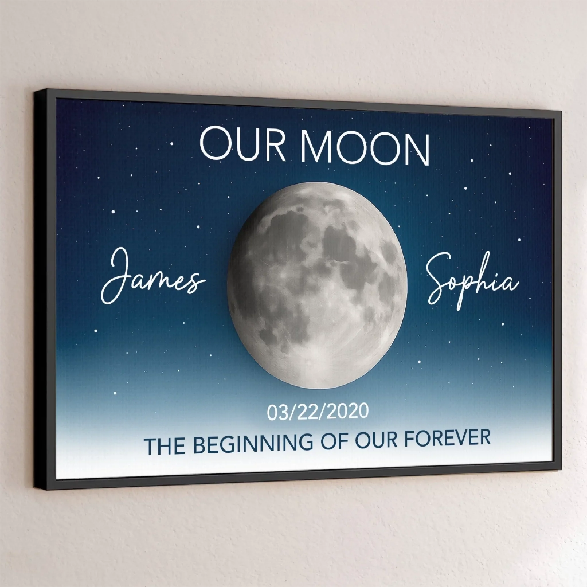 Custom Horizontal Poster - Personalized Anniversary Wedding Gifts For Husband And Wife, Him And Her - Under This Moon Our Story Began - Robaser