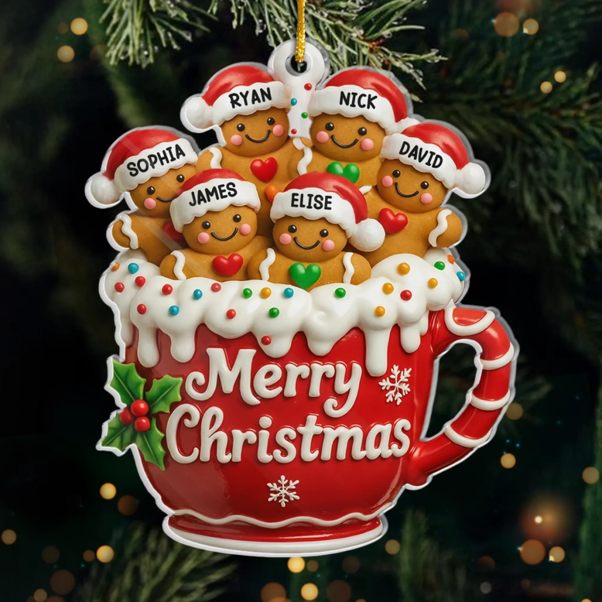 Custom Acrylic Ornament - Personalized Christmas Birthday Gifts For Mom, Dad, Kids - Sweet Christmas Memories In A Mug - Robaser